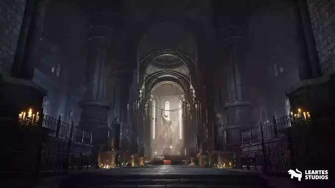 Ancient Cathedral Environment Low-poly 3D model