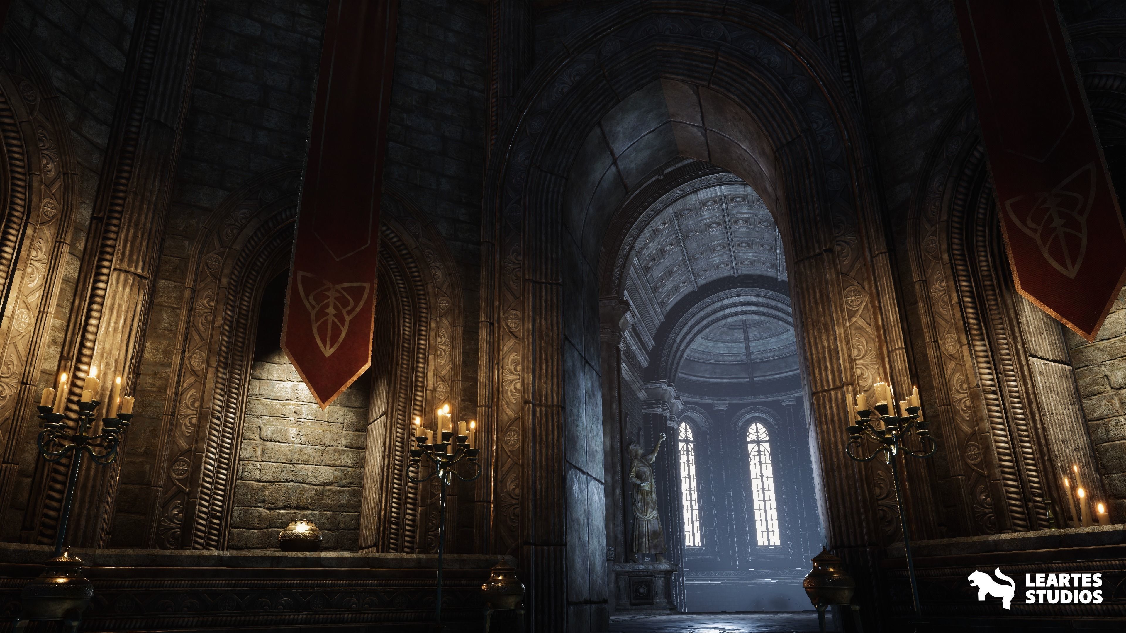 Ancient Cathedral Environment Low-poly 3D model_5