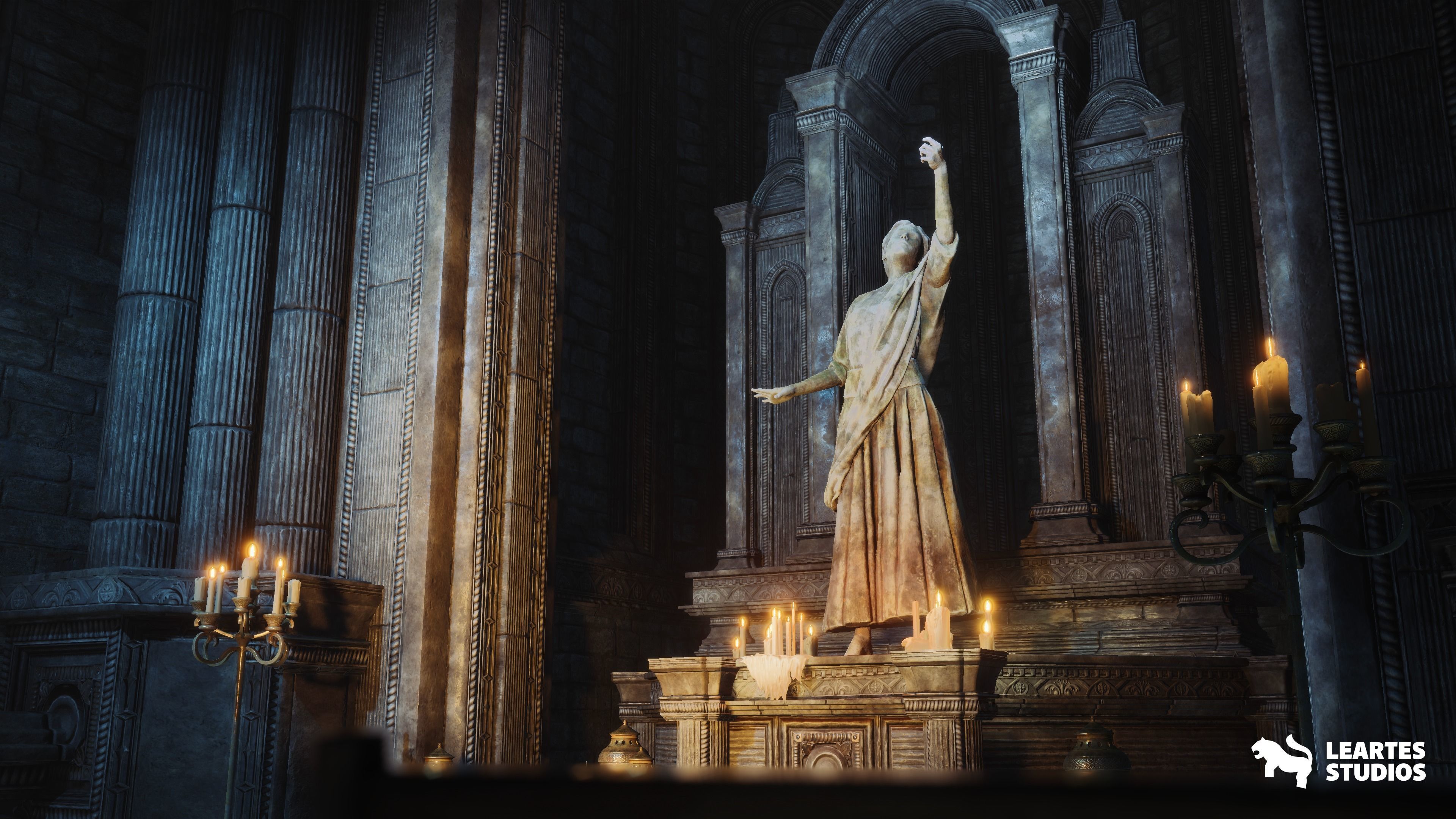 Ancient Cathedral Environment Low-poly 3D model_11