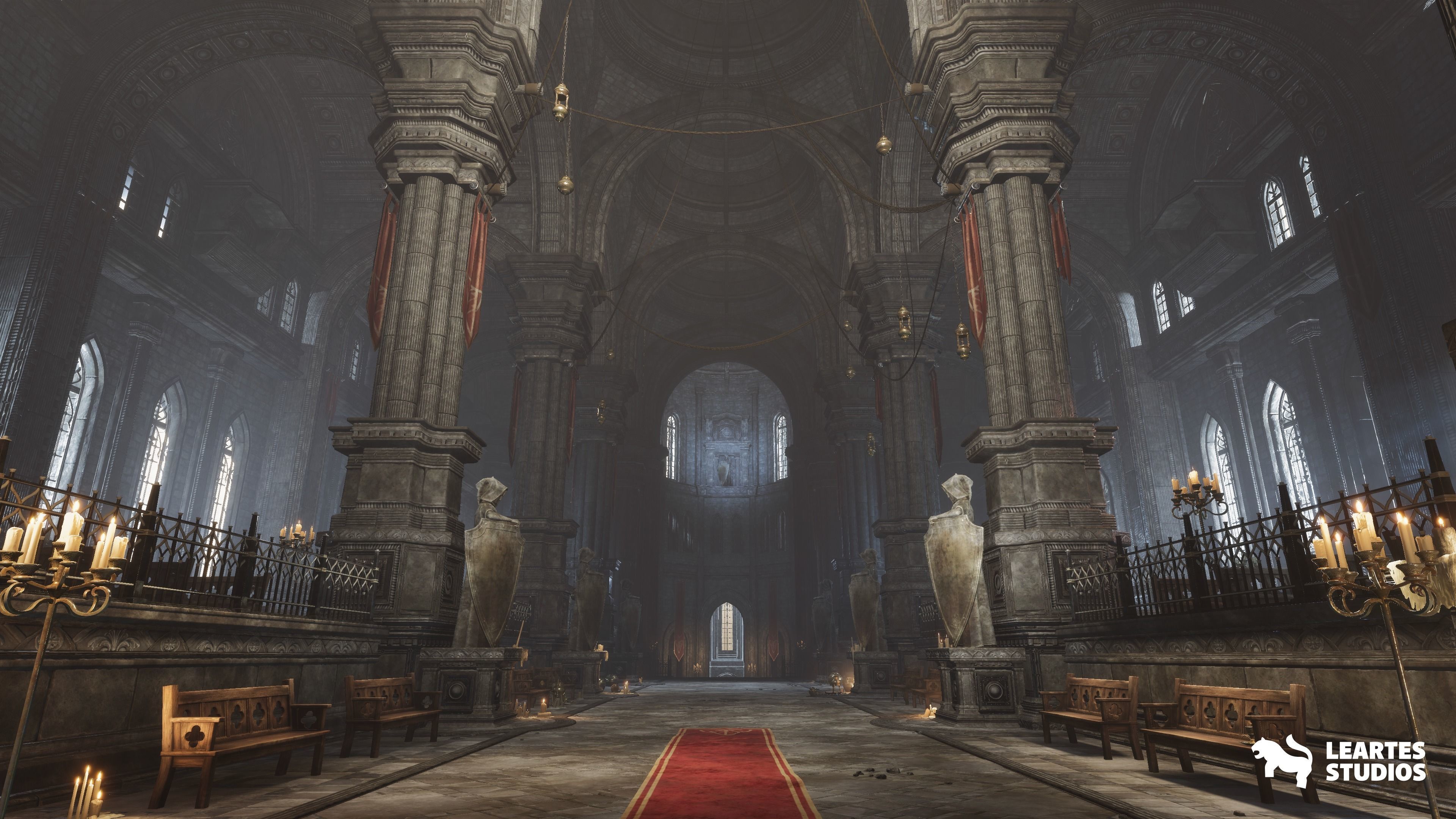 Ancient Cathedral Environment Low-poly 3D model_3