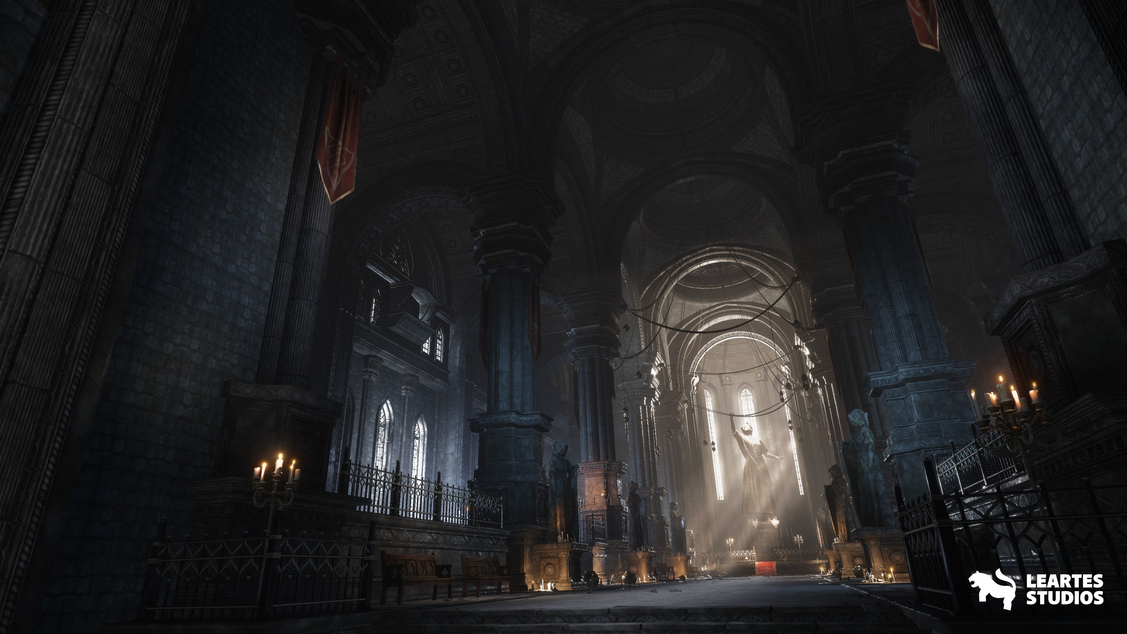 Ancient Cathedral Environment Low-poly 3D model_4