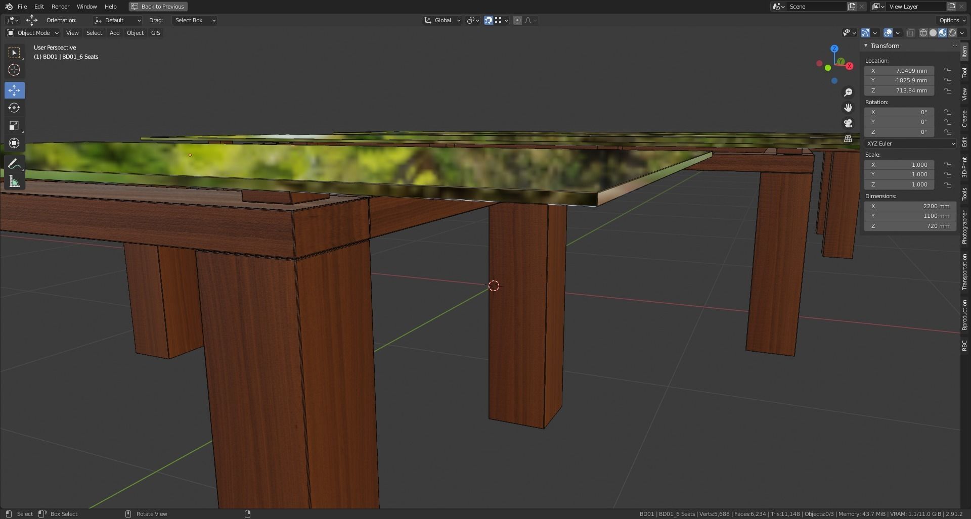 Dinning Table BD01  Low-poly 3D model_4