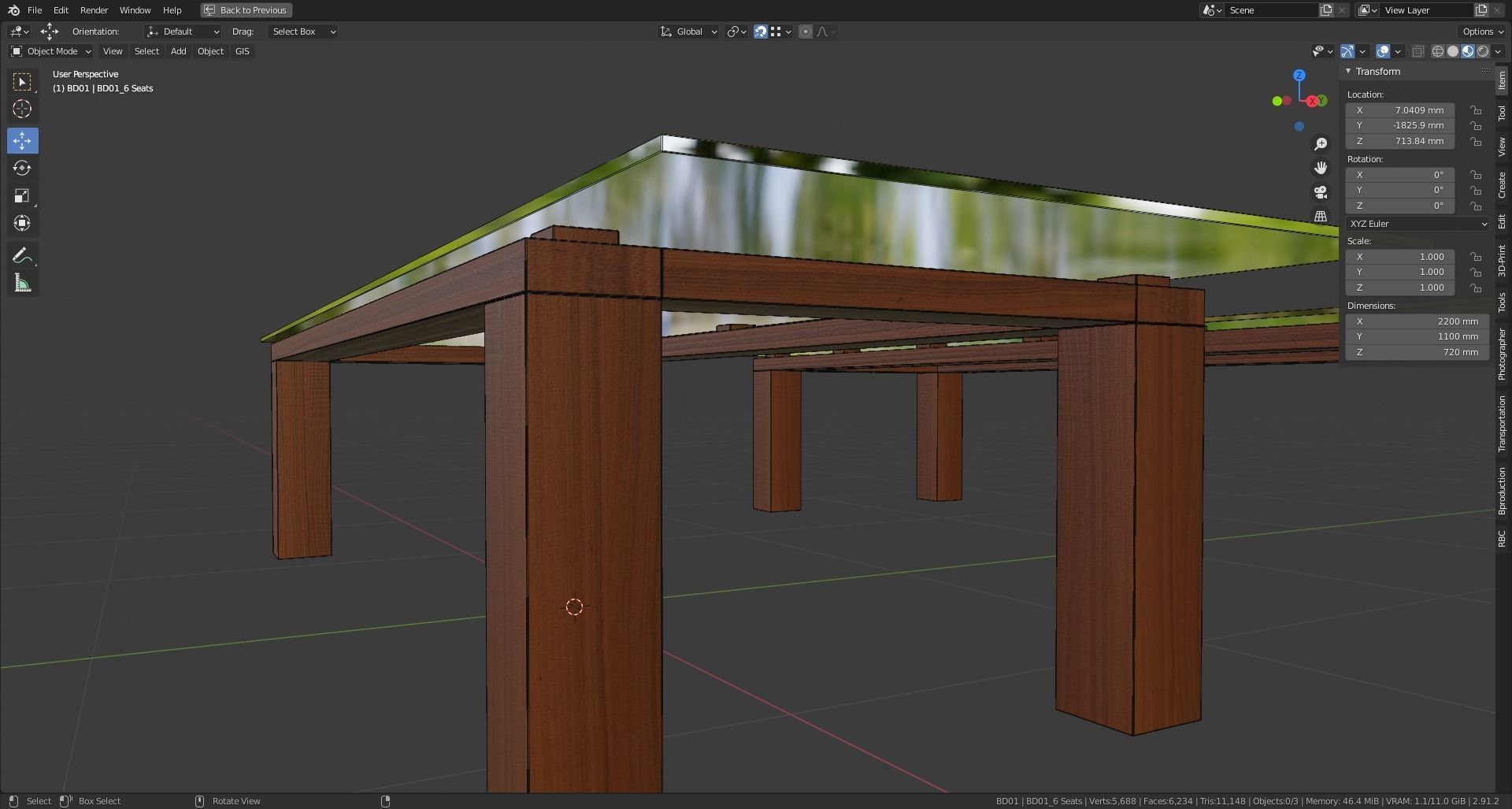 Dinning Table BD01  Low-poly 3D model_6