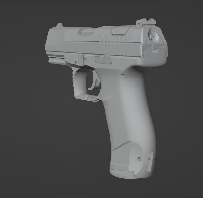 Game Ready Walther P99 handgun Low-poly 3D model_16