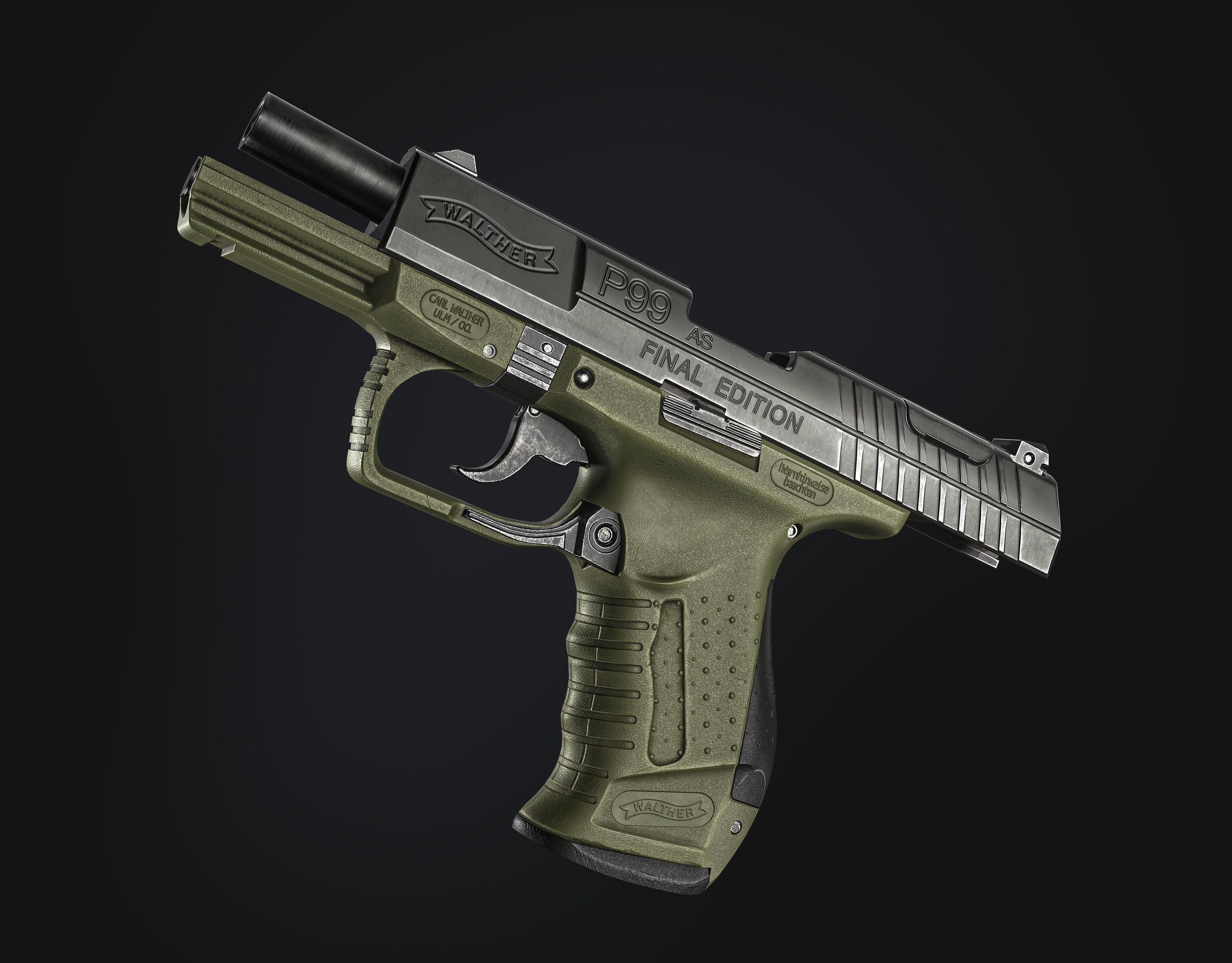 Game Ready Walther P99 handgun Low-poly 3D model_6