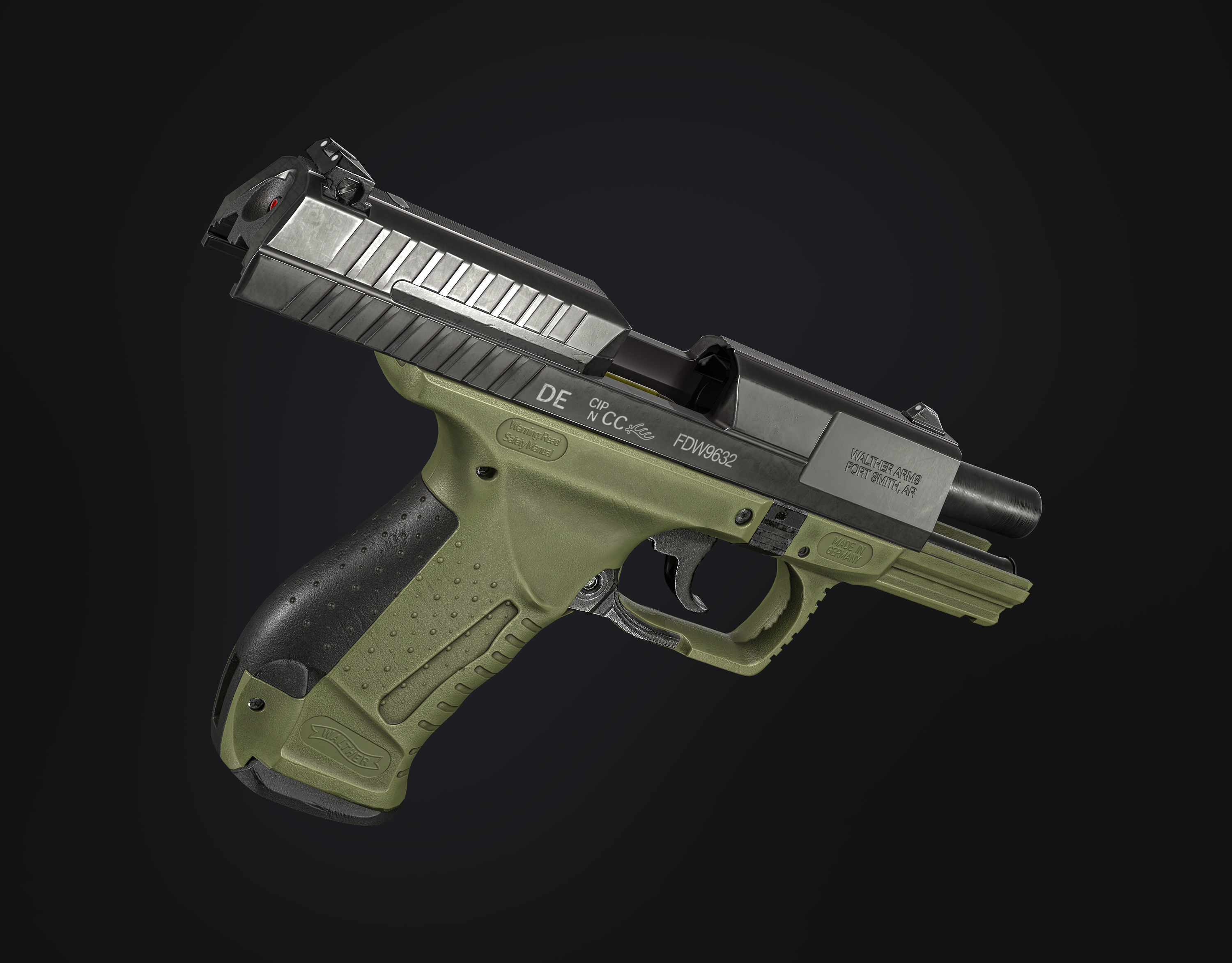 Game Ready Walther P99 handgun Low-poly 3D model_5