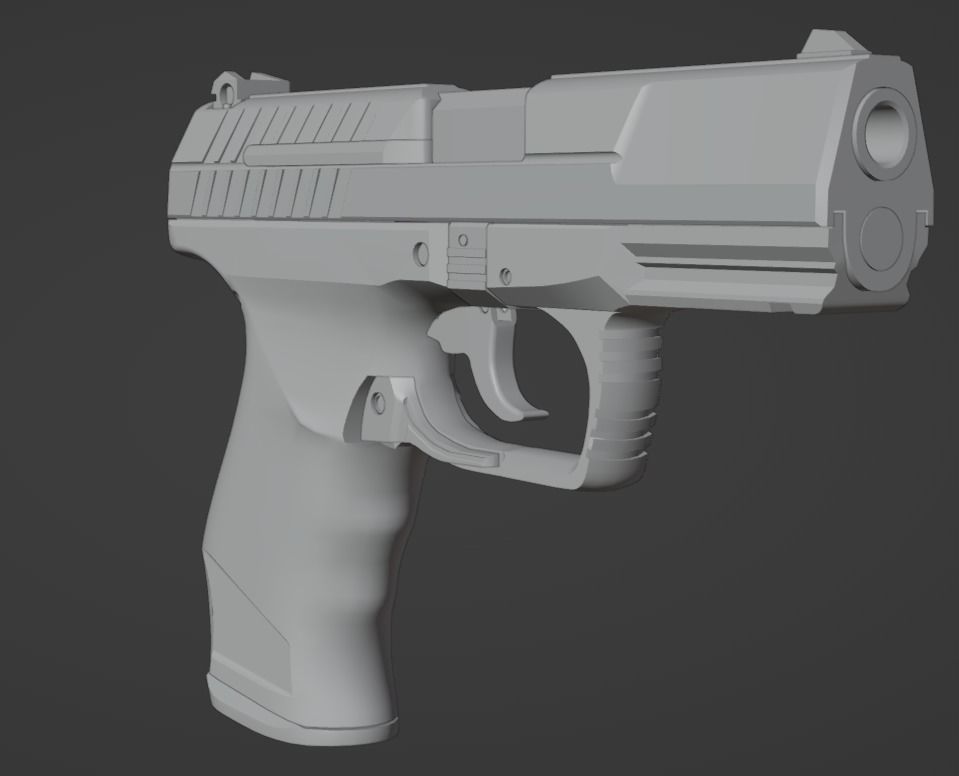 Game Ready Walther P99 handgun Low-poly 3D model_13