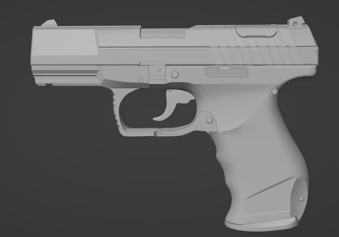 Game Ready Walther P99 handgun Low-poly 3D model_15