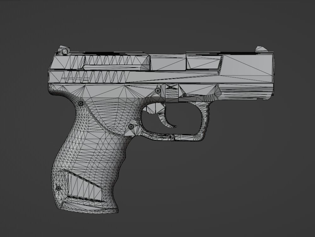 Game Ready Walther P99 handgun Low-poly 3D model_19