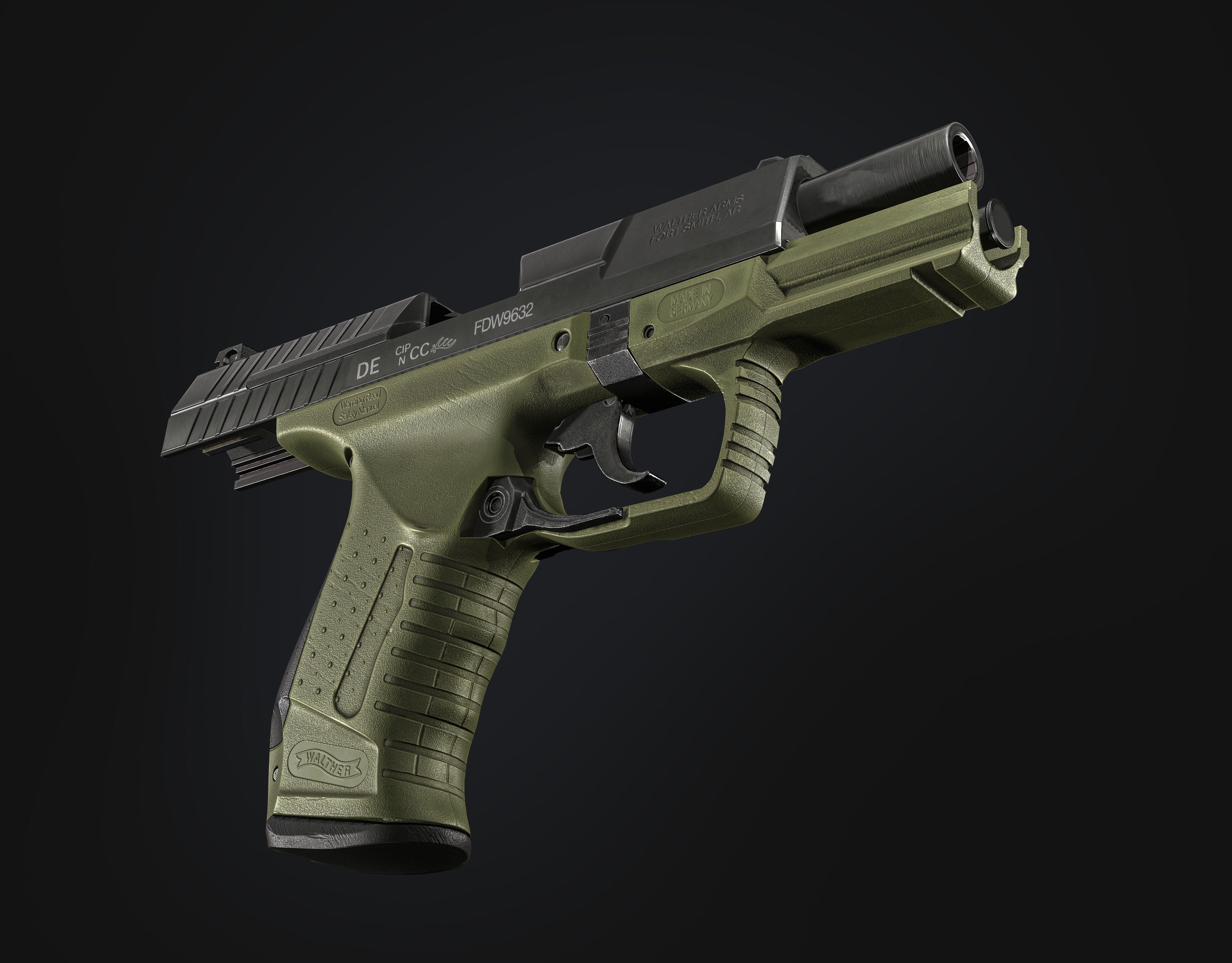 Game Ready Walther P99 handgun Low-poly 3D model_7