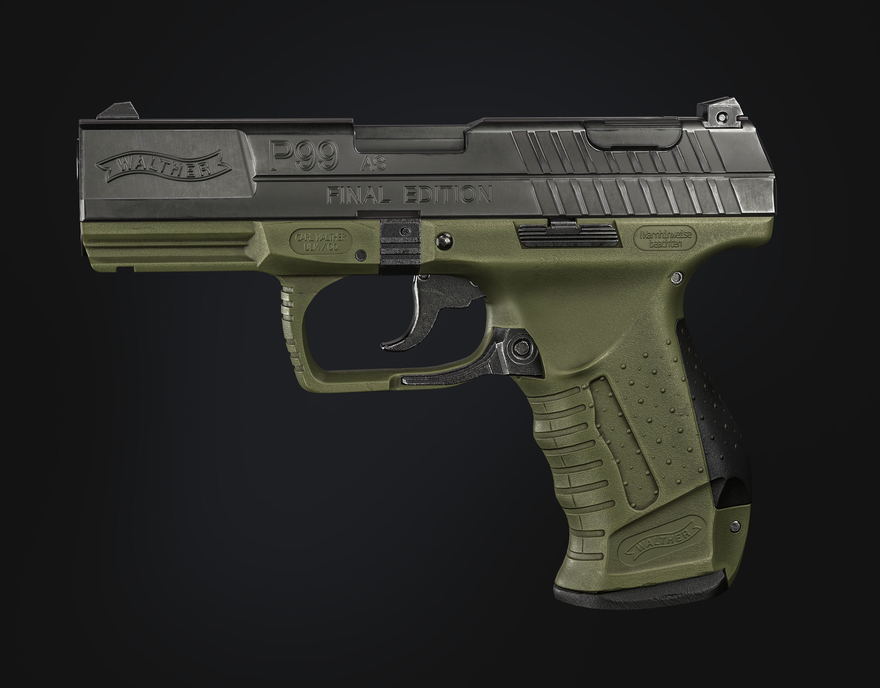 Game Ready Walther P99 handgun Low-poly 3D model_9