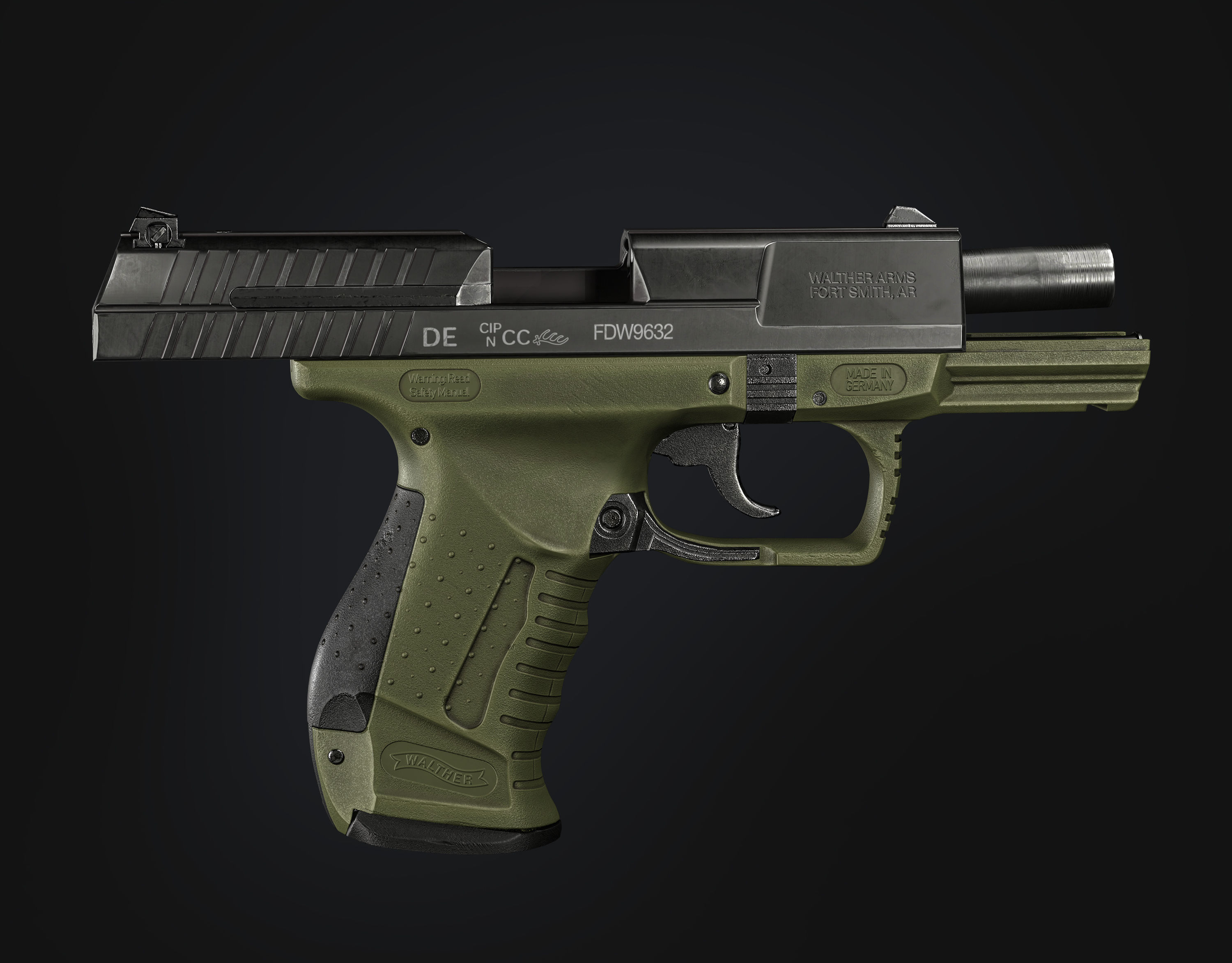 Game Ready Walther P99 handgun Low-poly 3D model_10