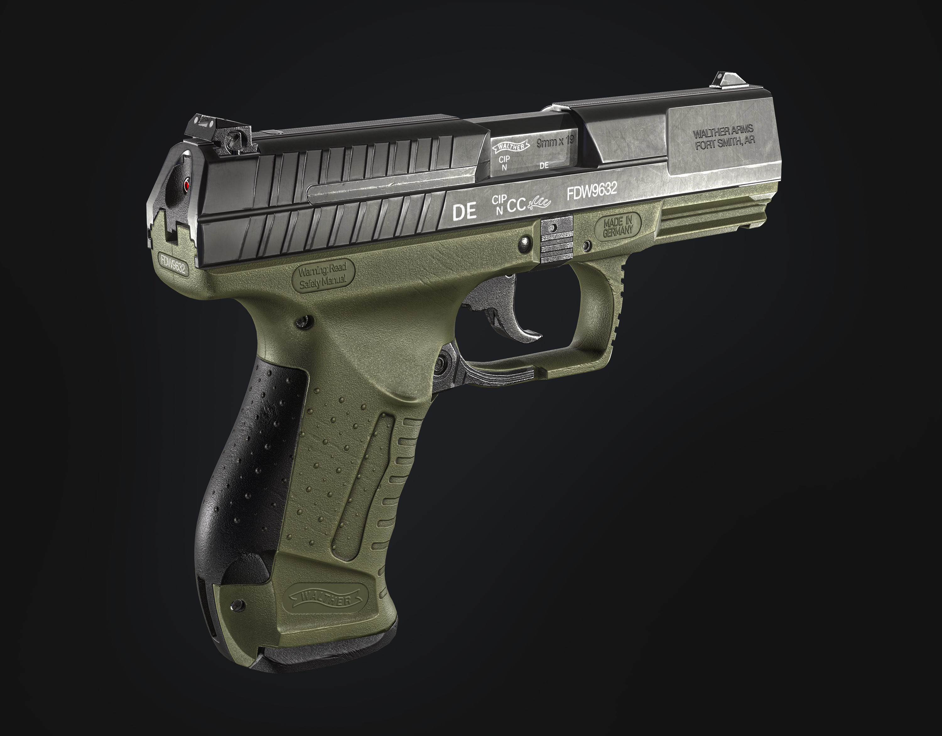 Game Ready Walther P99 handgun Low-poly 3D model_3