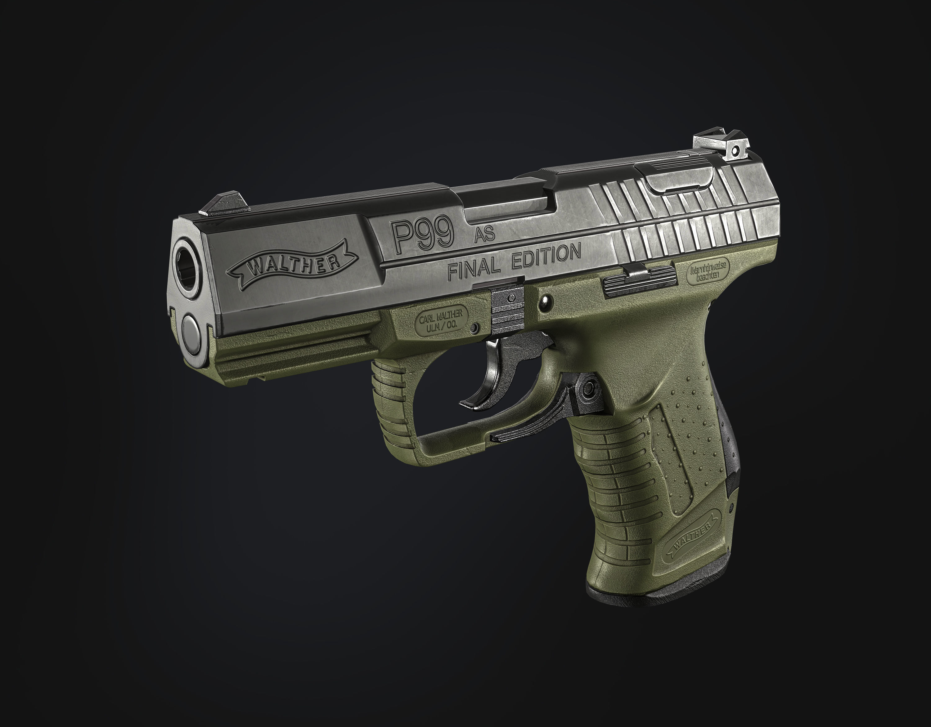 Game Ready Walther P99 handgun Low-poly 3D model_2