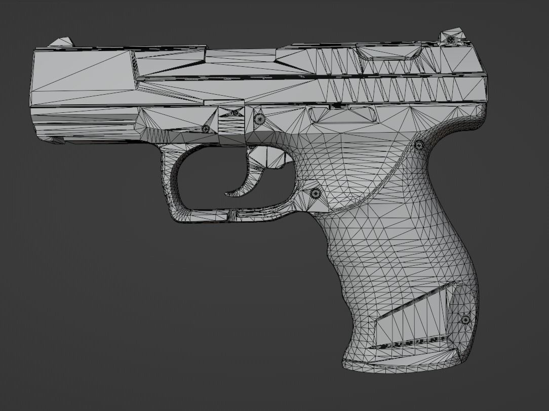 Game Ready Walther P99 handgun Low-poly 3D model_12