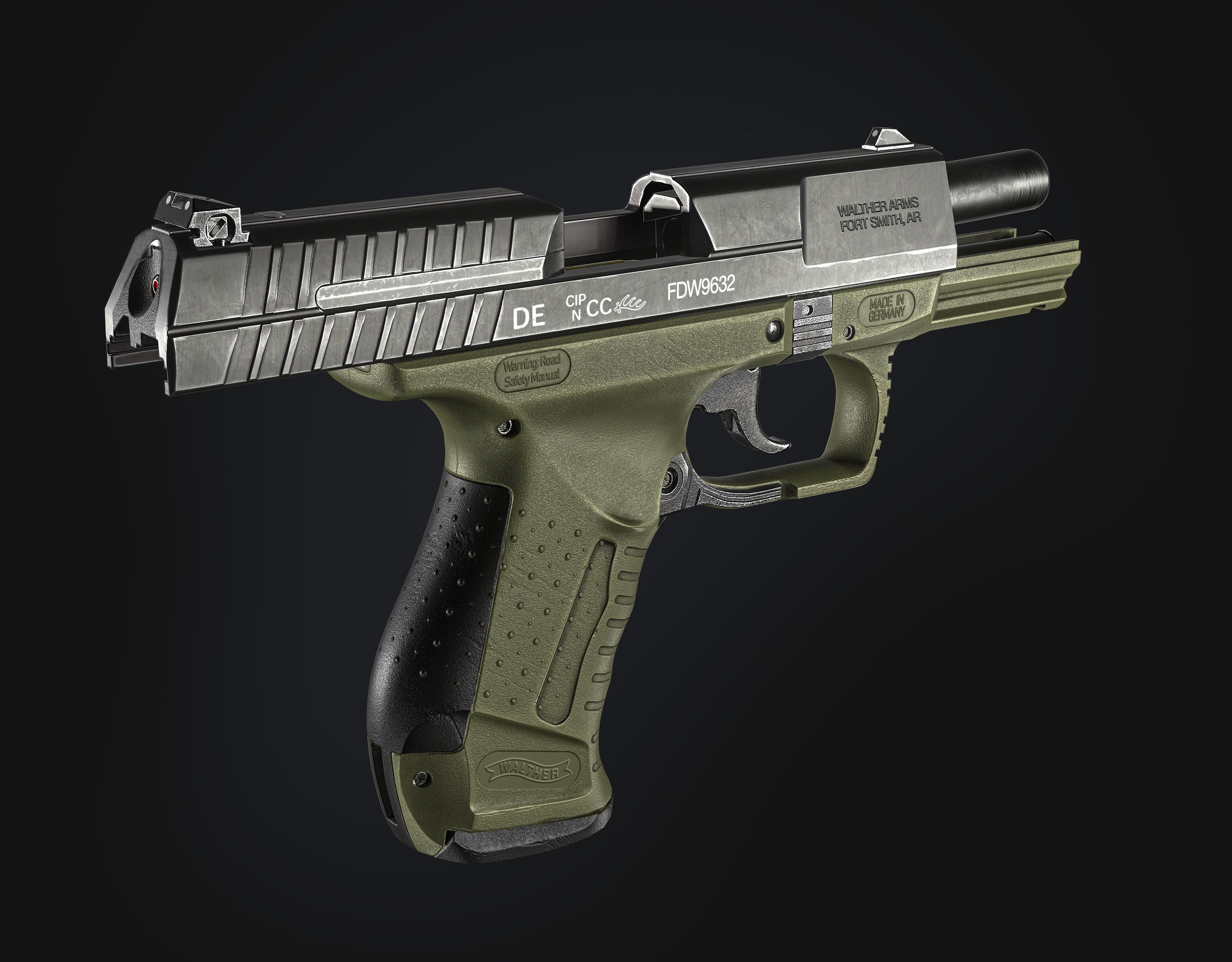 Game Ready Walther P99 handgun Low-poly 3D model_4
