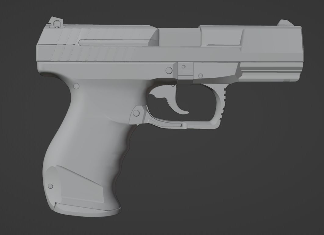 Game Ready Walther P99 handgun Low-poly 3D model_14