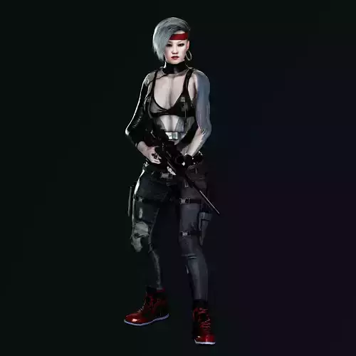 Asian Female Sniper Character