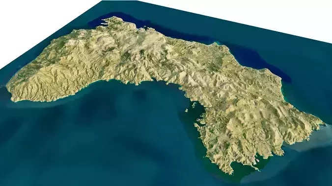 Chios Island full 3d model terrain Low-poly 3D model