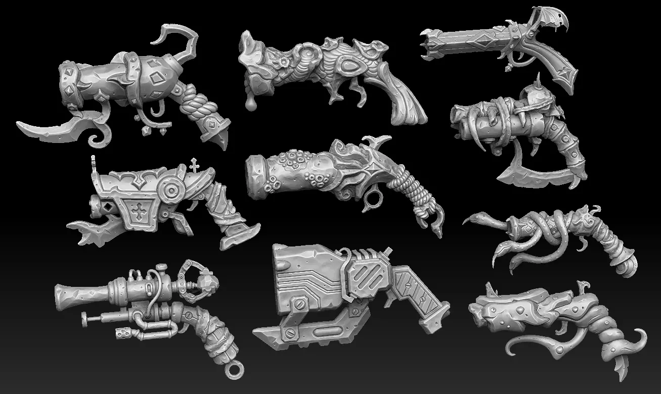 Fantasy pistols collection 3d print 3D print model