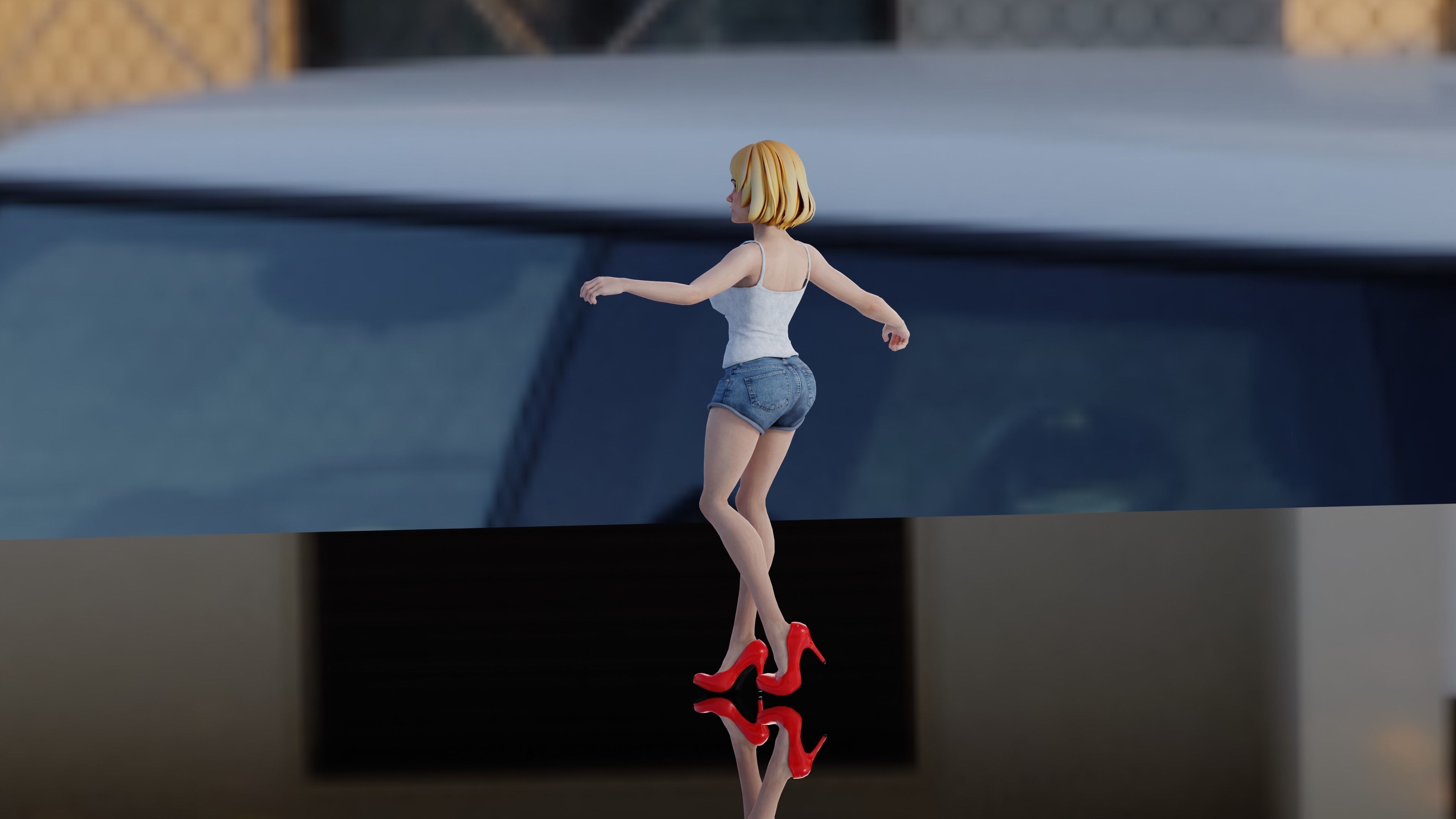 3d female fully rigged  3D model_1