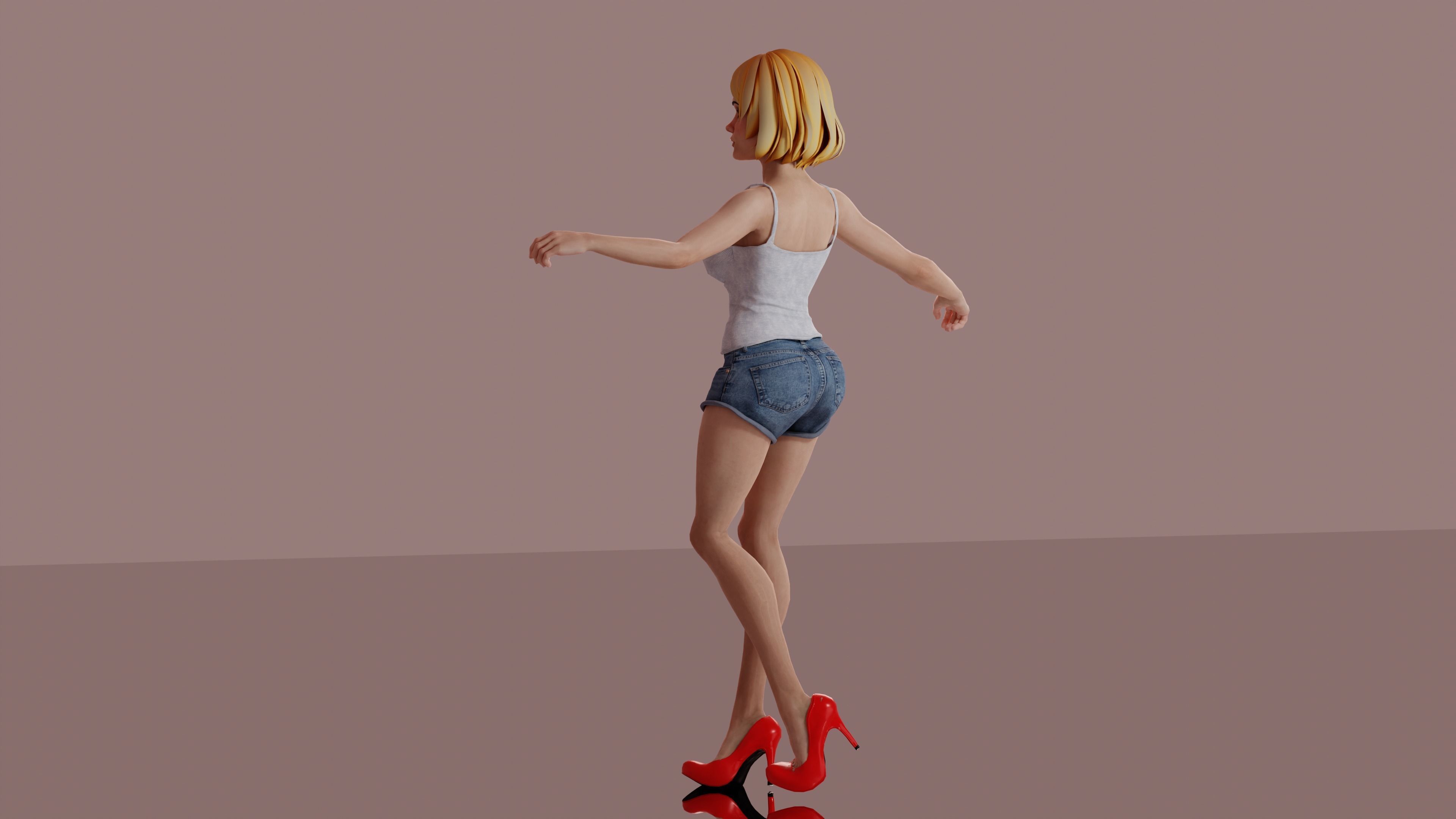 3d female fully rigged  3D model_5