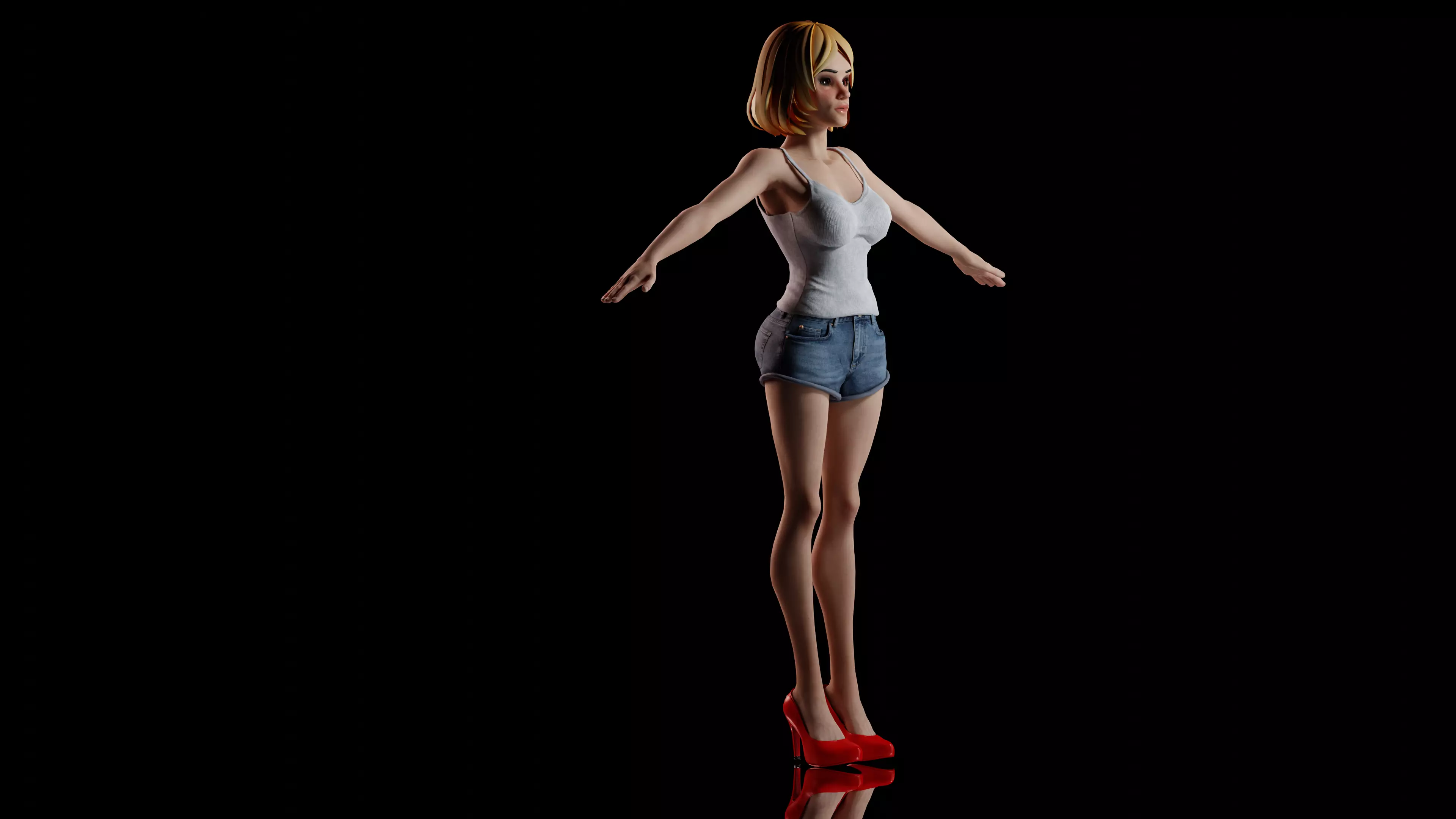 3d female fully rigged  3D model_0