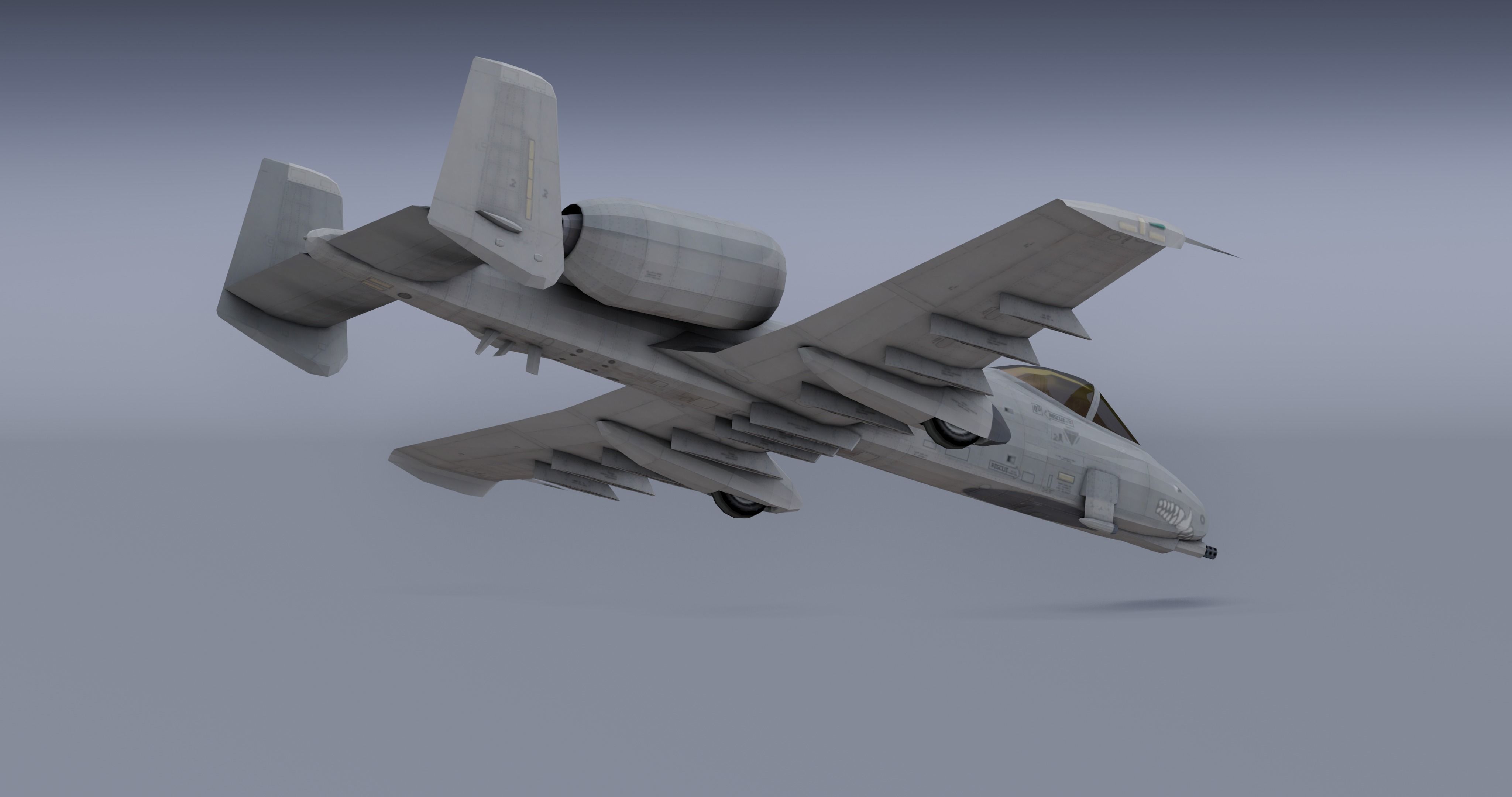 A-10Thunderbolt v2 - fighter jet  Low-poly 3D model_10