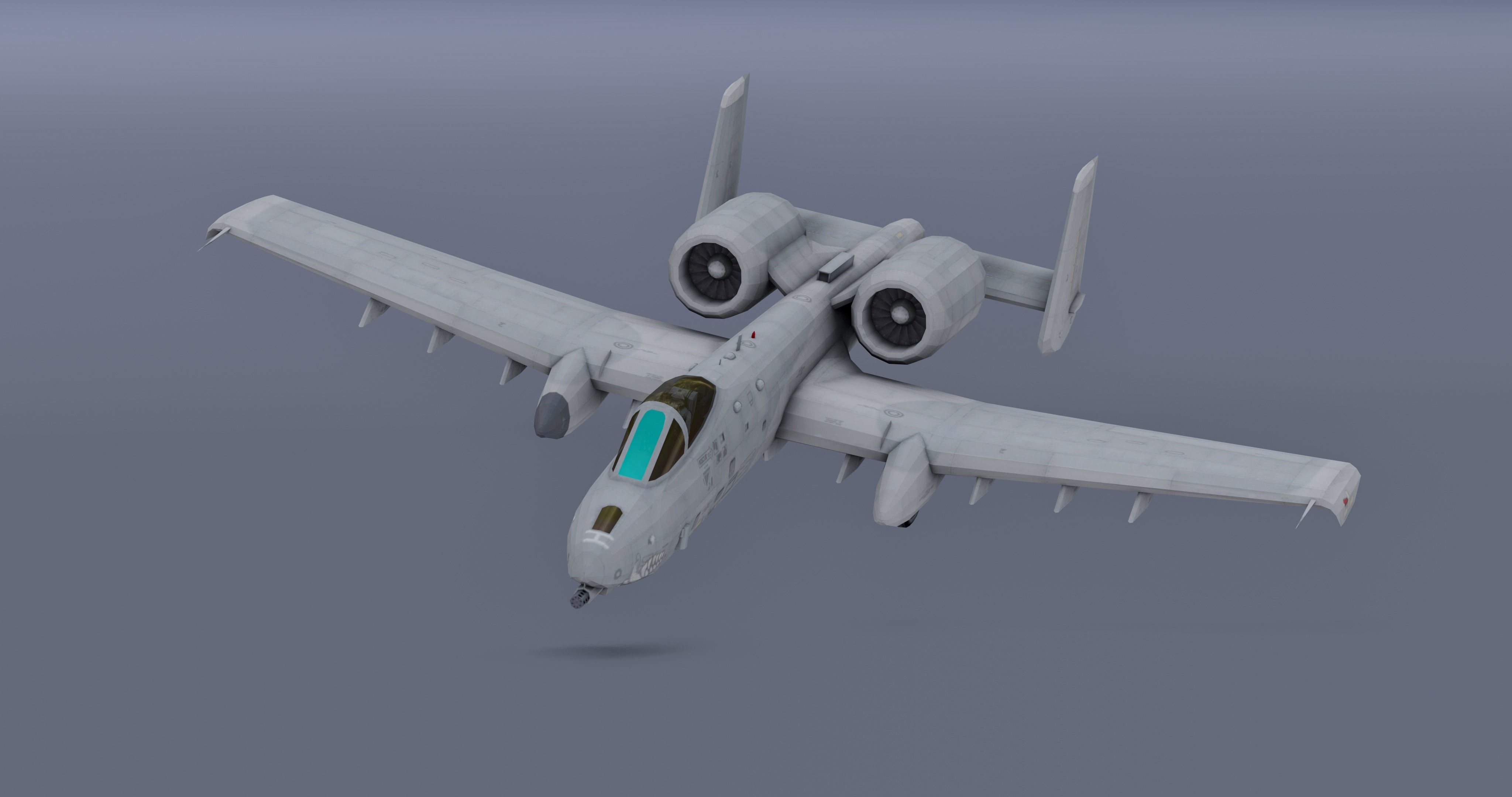 A-10Thunderbolt v2 - fighter jet  Low-poly 3D model_6
