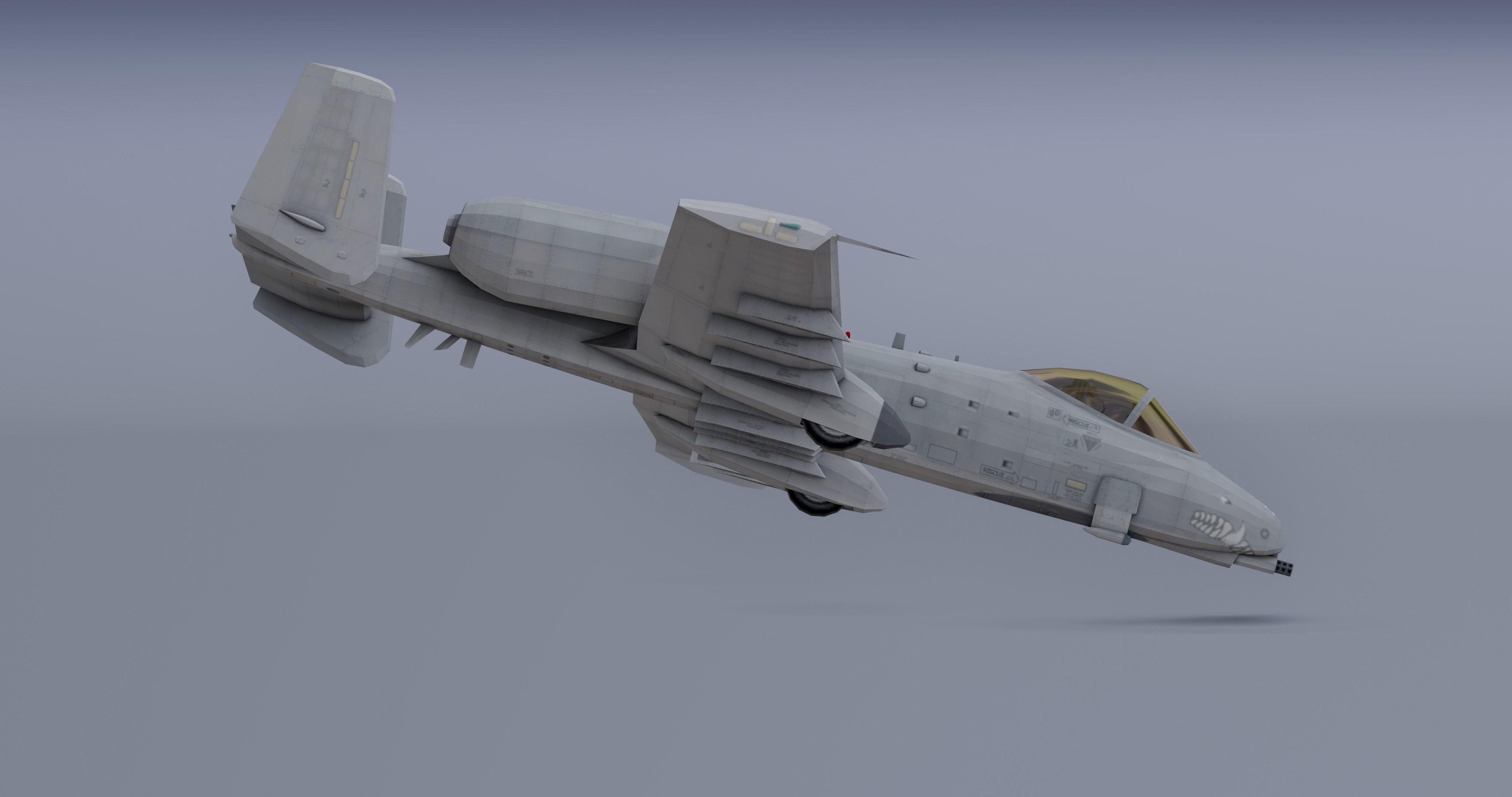 A-10Thunderbolt v2 - fighter jet  Low-poly 3D model_9
