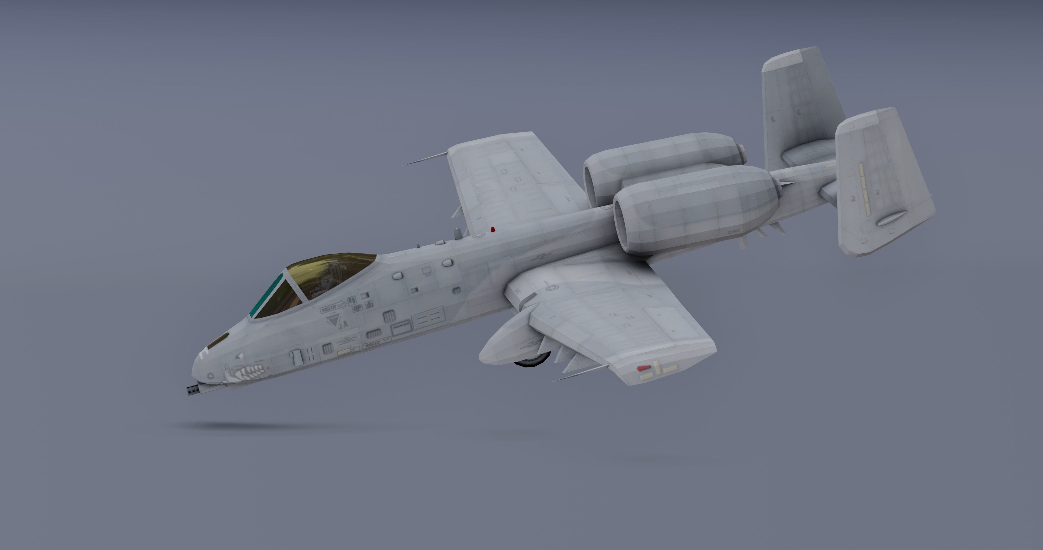 A-10Thunderbolt v2 - fighter jet  Low-poly 3D model_5