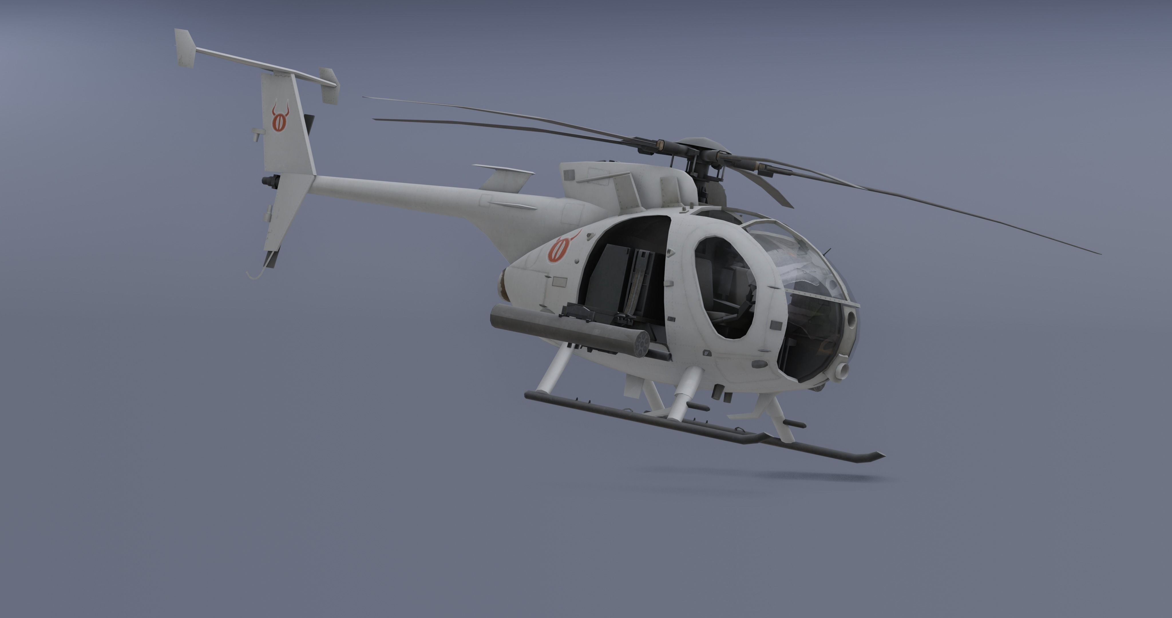 Ah-6j- Helicopter  Low-poly 3D model_8