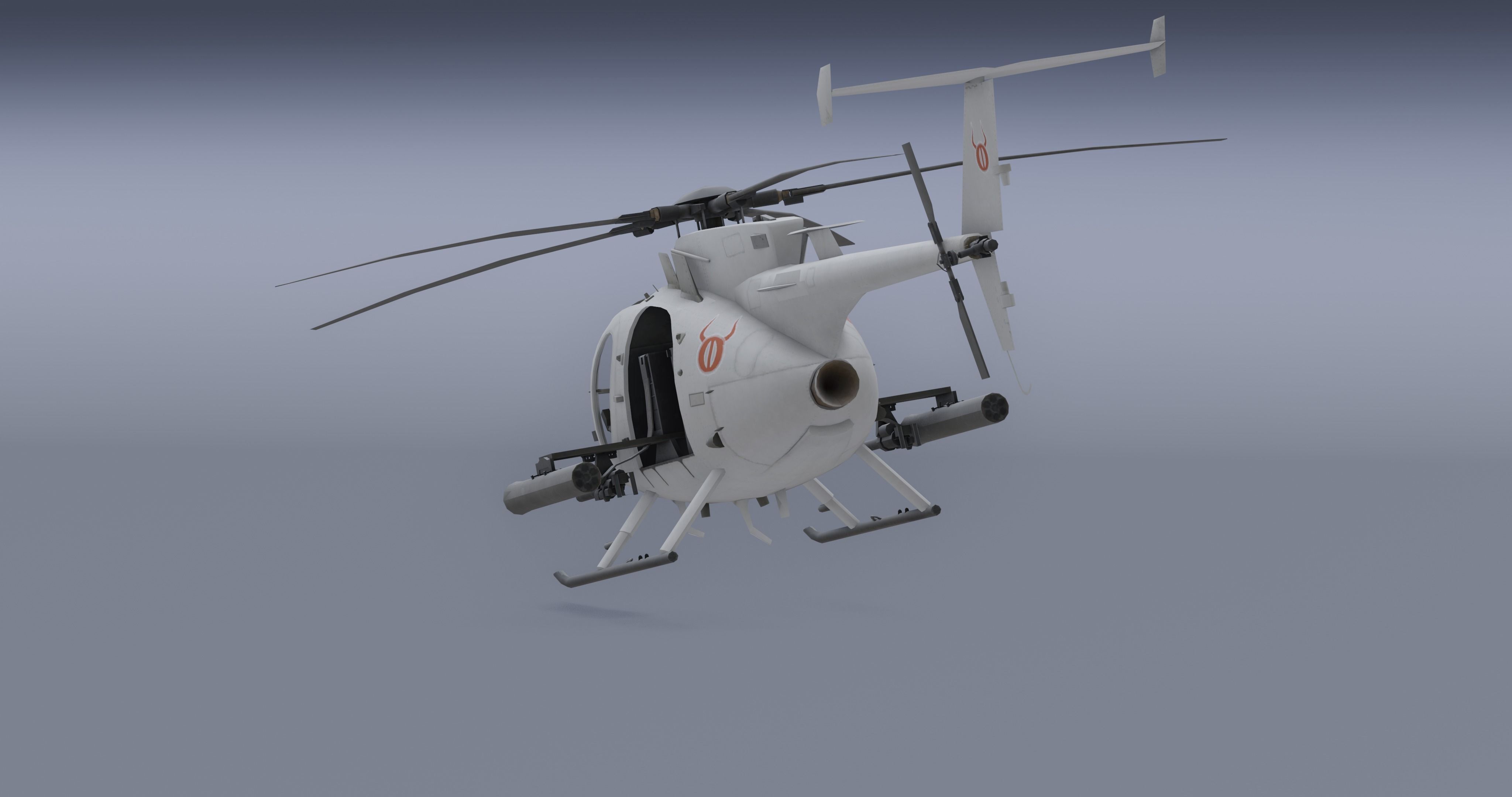 Ah-6j- Helicopter  Low-poly 3D model_13
