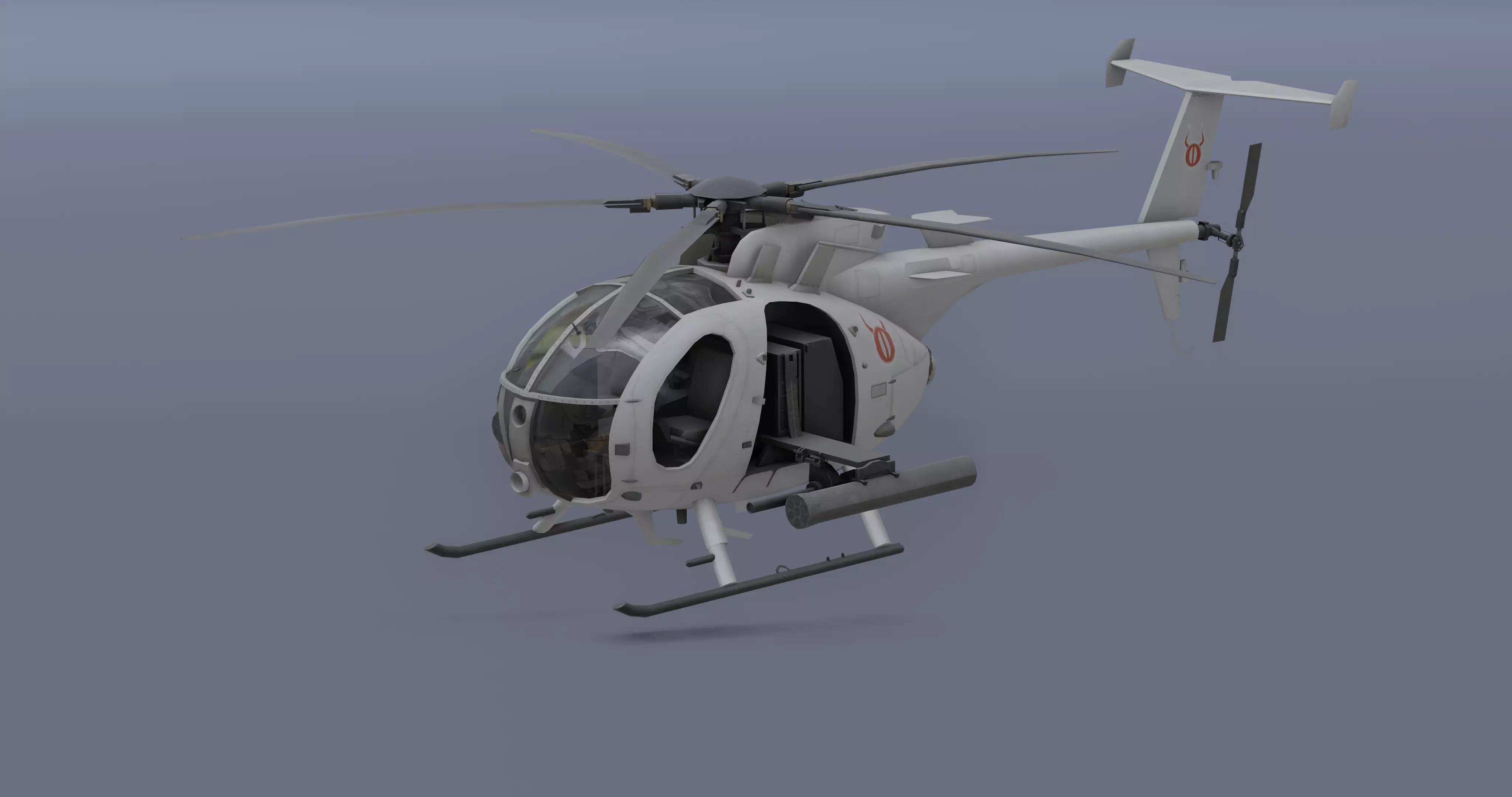 Ah-6j- Helicopter  Low-poly 3D model_0