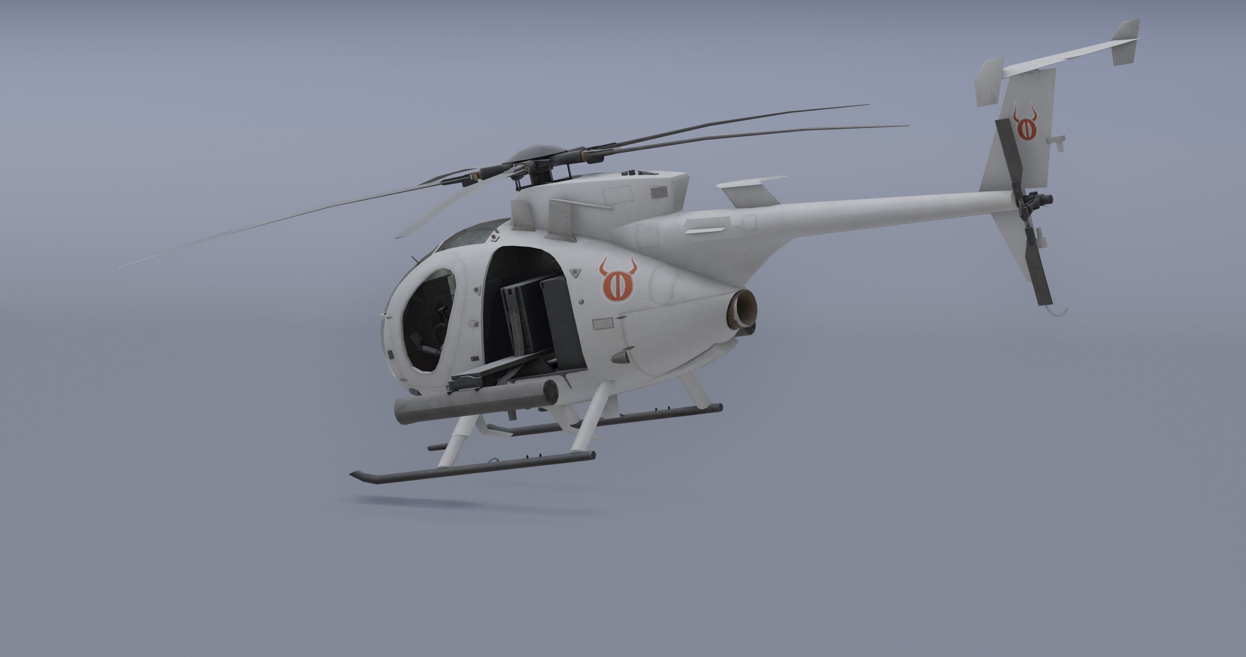 Ah-6j- Helicopter  Low-poly 3D model_3