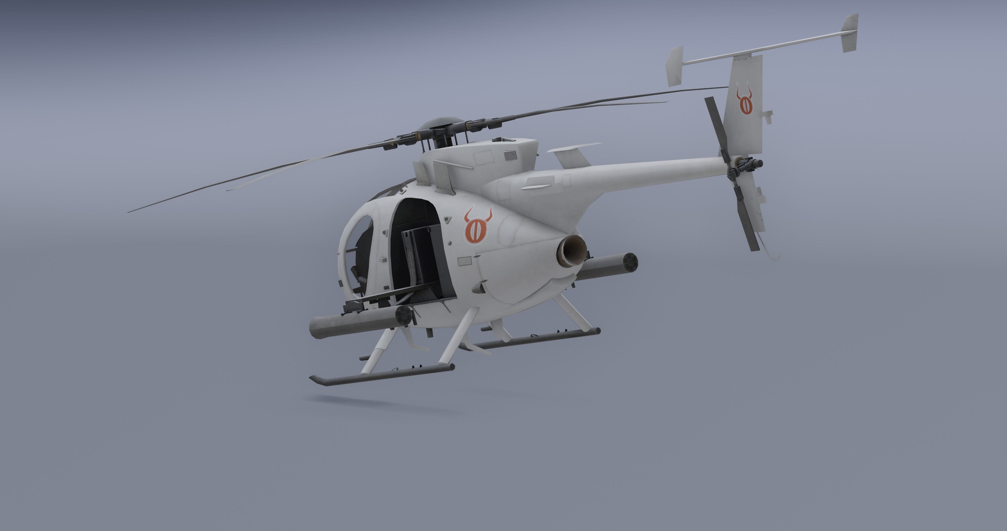 Ah-6j- Helicopter  Low-poly 3D model_1