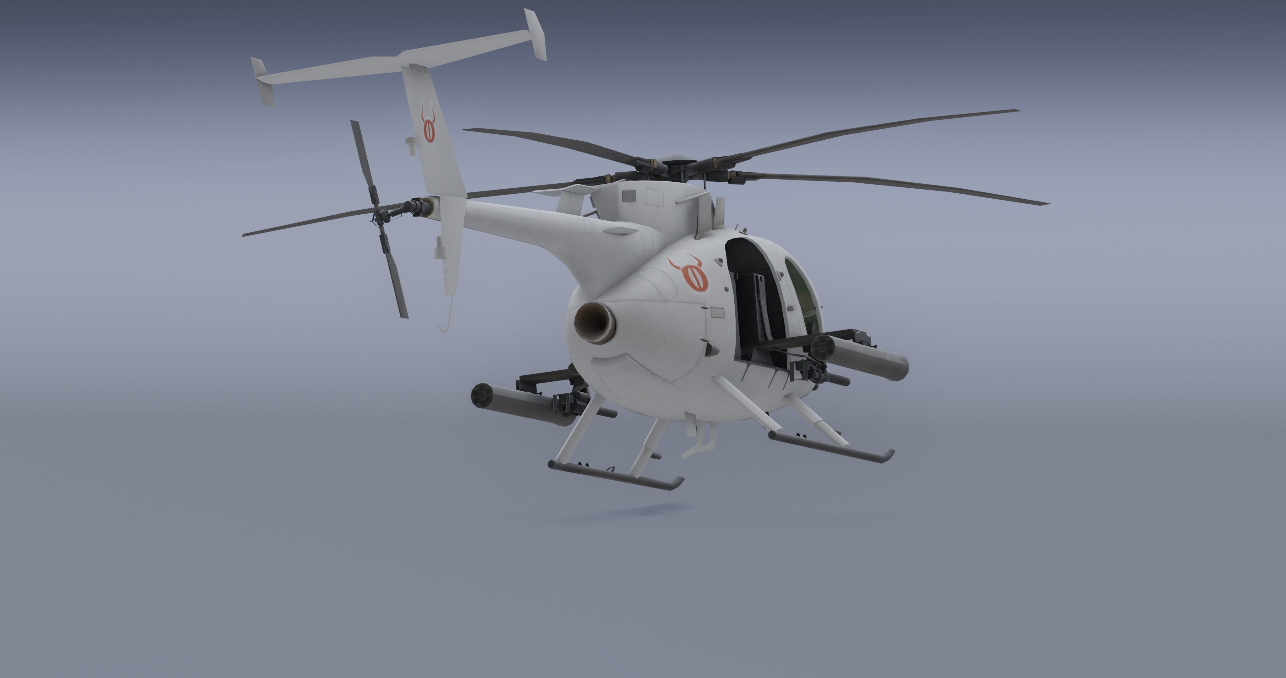 Ah-6j- Helicopter  Low-poly 3D model_11