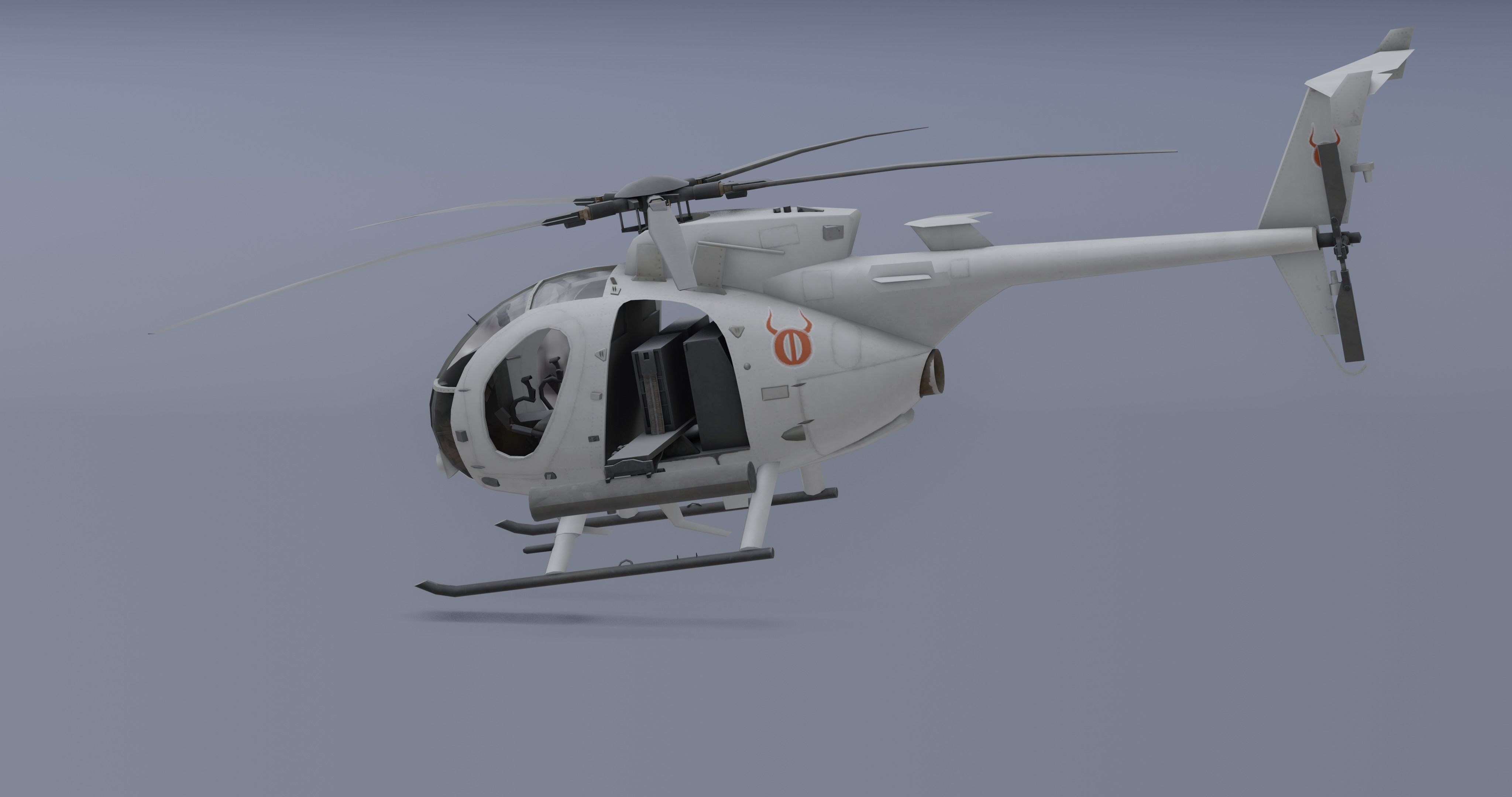 Ah-6j- Helicopter  Low-poly 3D model_4