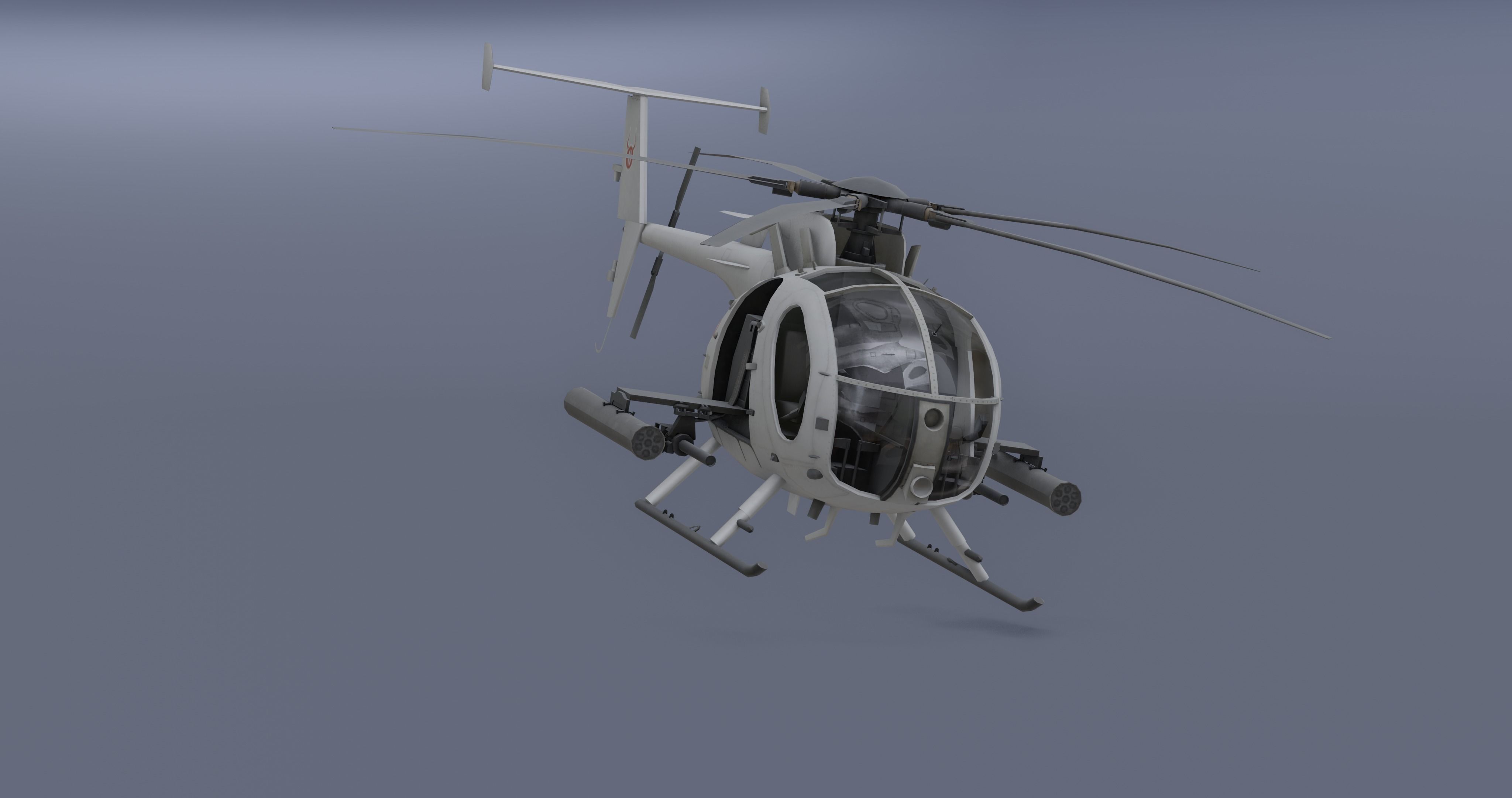 Ah-6j- Helicopter  Low-poly 3D model_7
