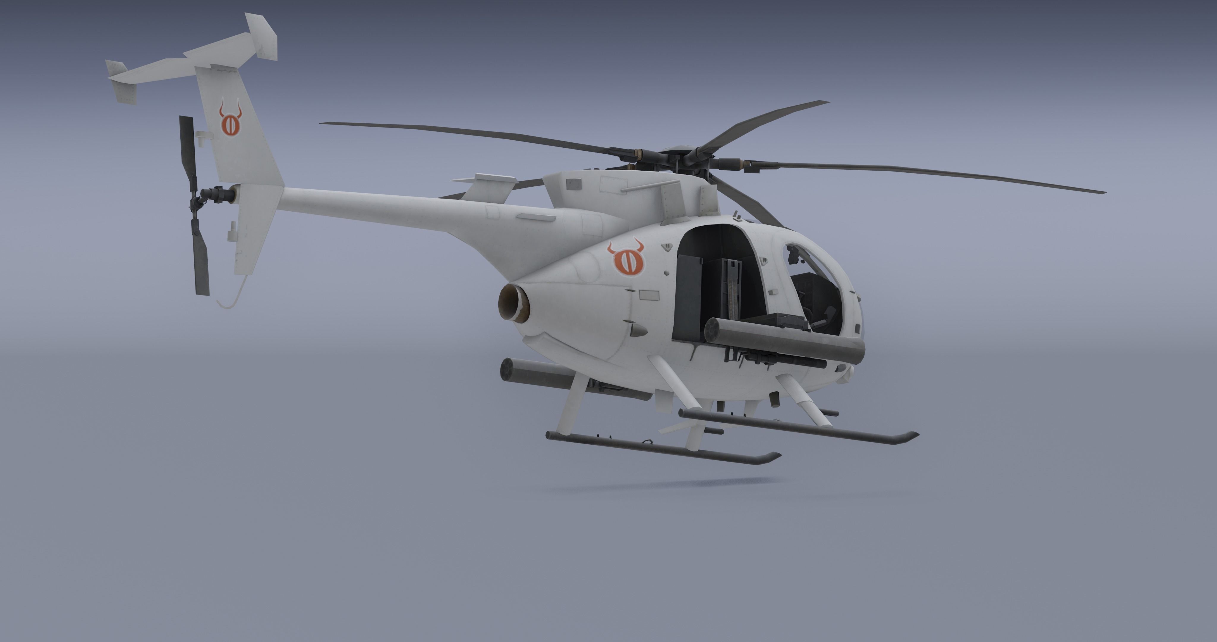 Ah-6j- Helicopter  Low-poly 3D model_10