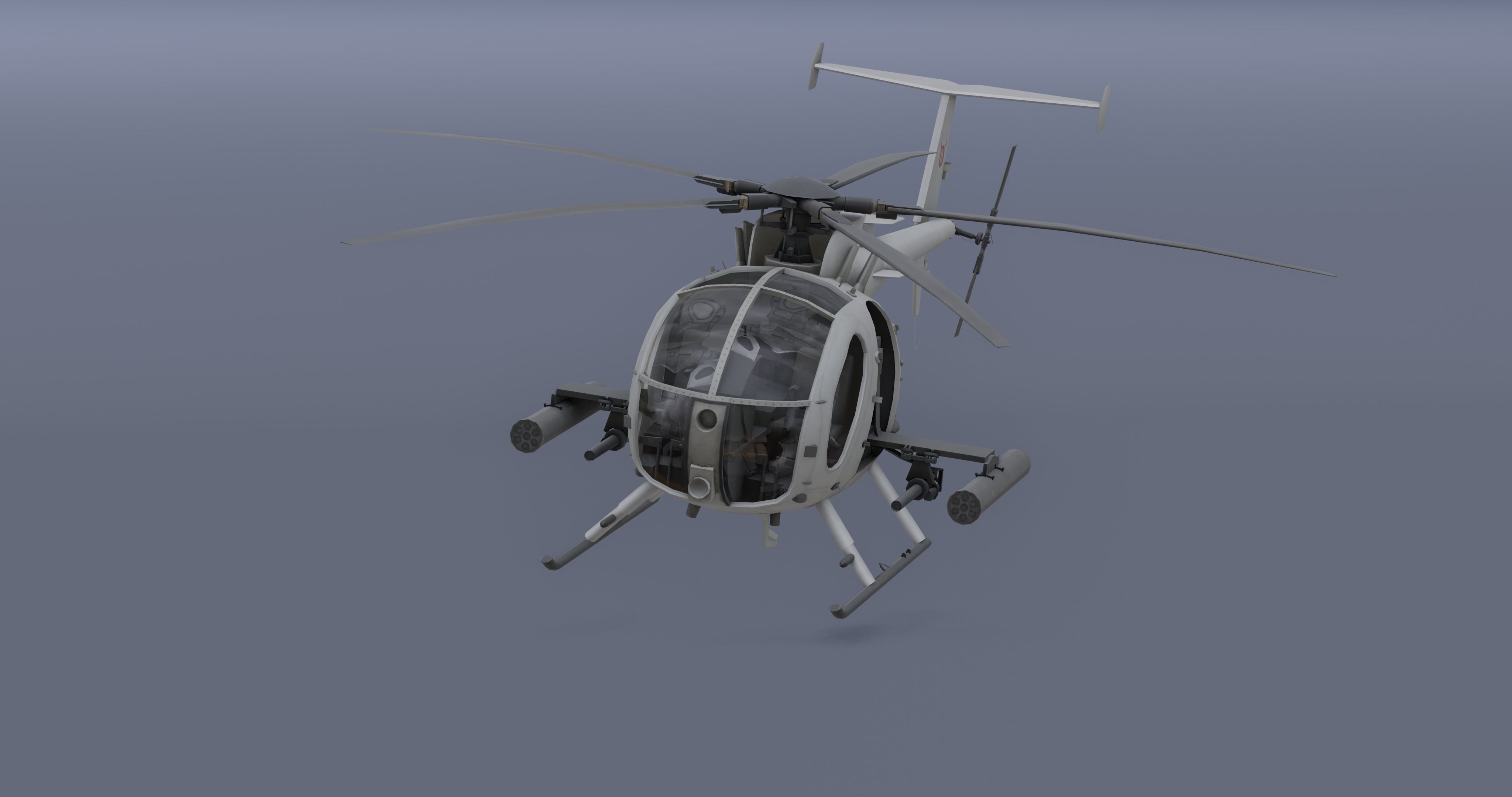 Ah-6j- Helicopter  Low-poly 3D model_6