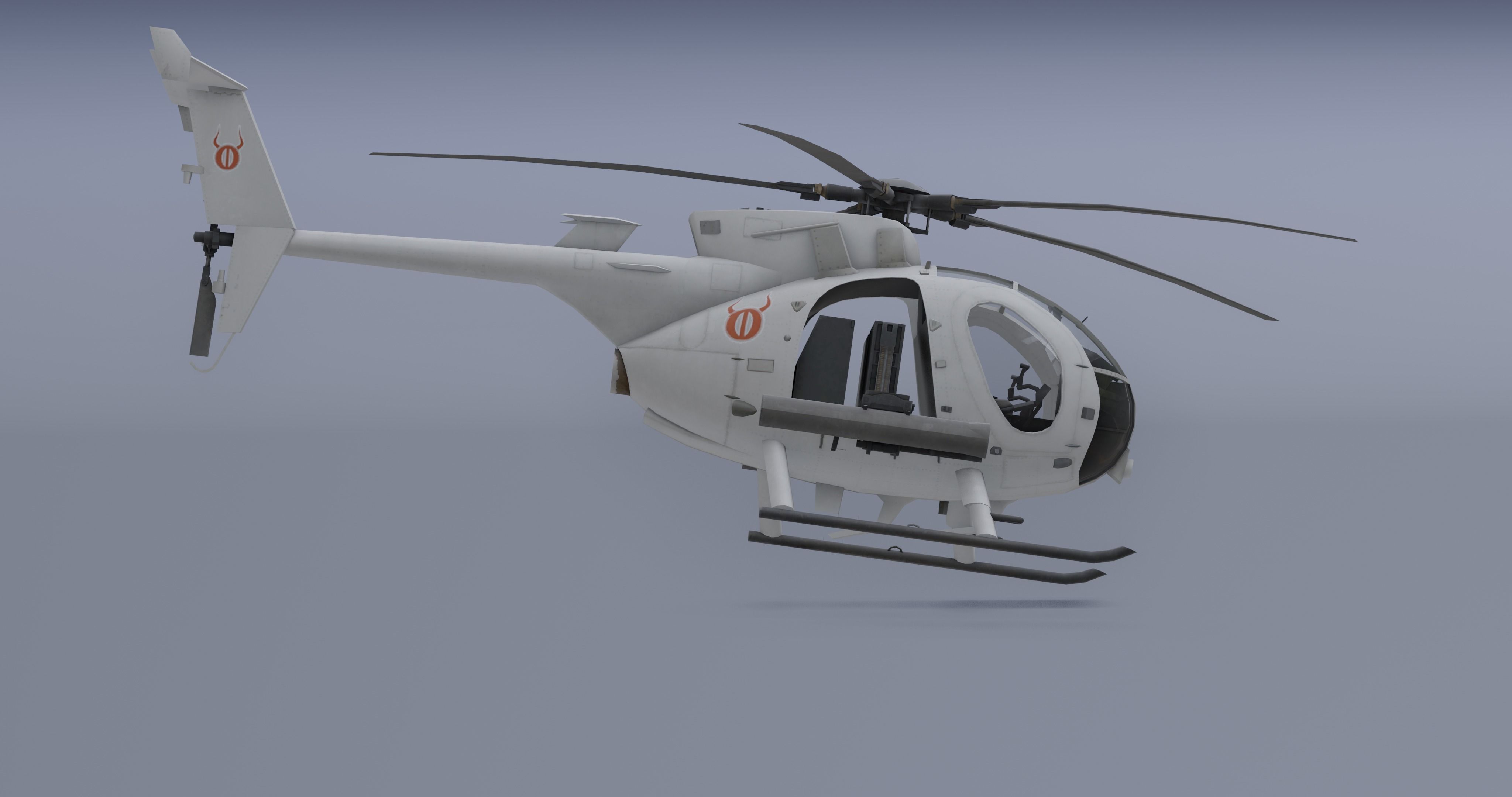 Ah-6j- Helicopter  Low-poly 3D model_9