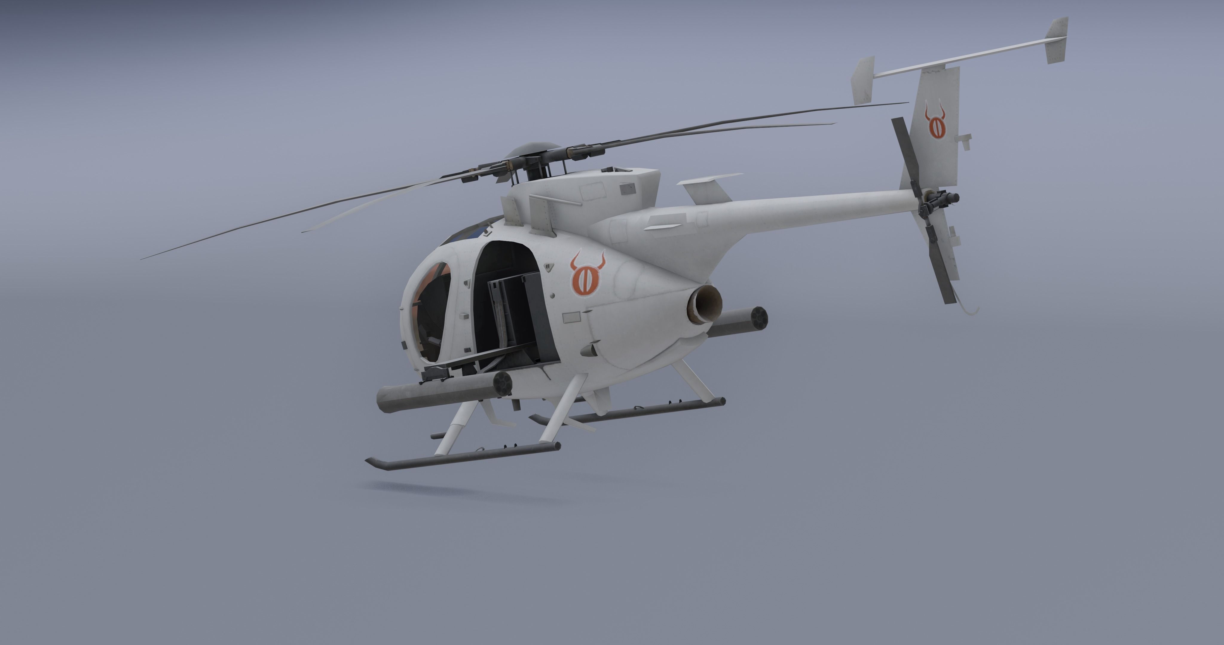 Ah-6j- Helicopter  Low-poly 3D model_2