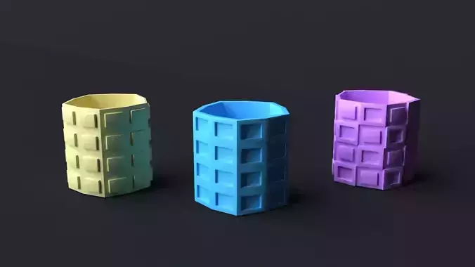 Cube 6 Piece Flower Pot Set - 3D Print Model