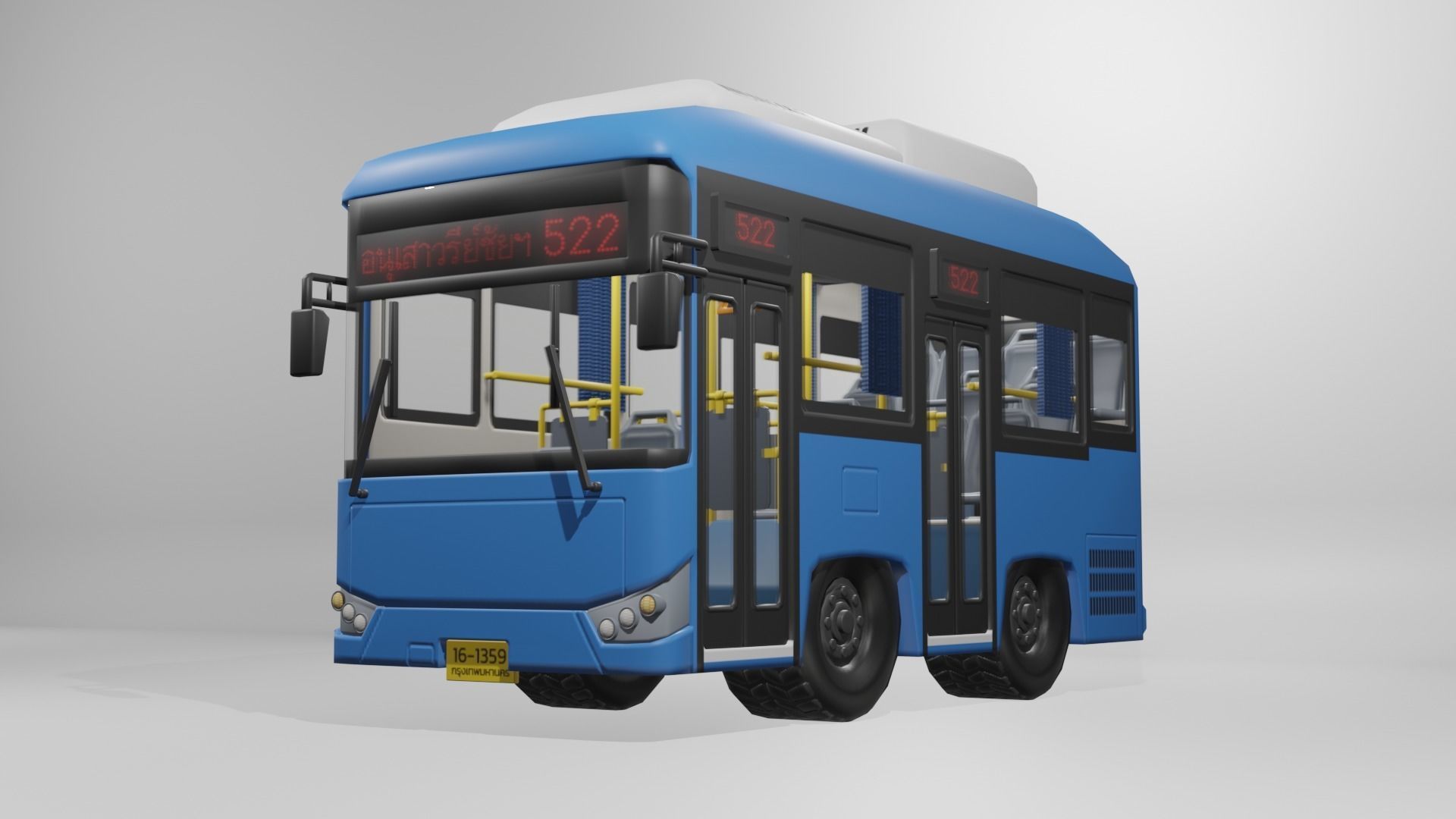 Thai NGV Bus Cartoon 3D model 3D model_3