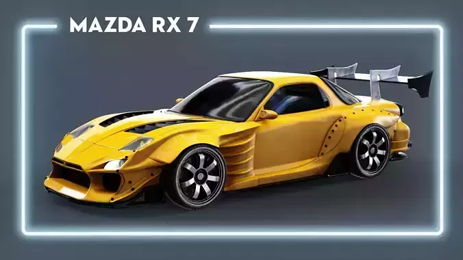 Race Car Mazda RX 7 Low-poly 3D model