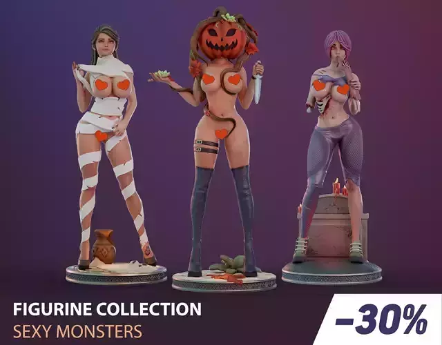 Figurine collection - Cute monsters - 3 PIECES