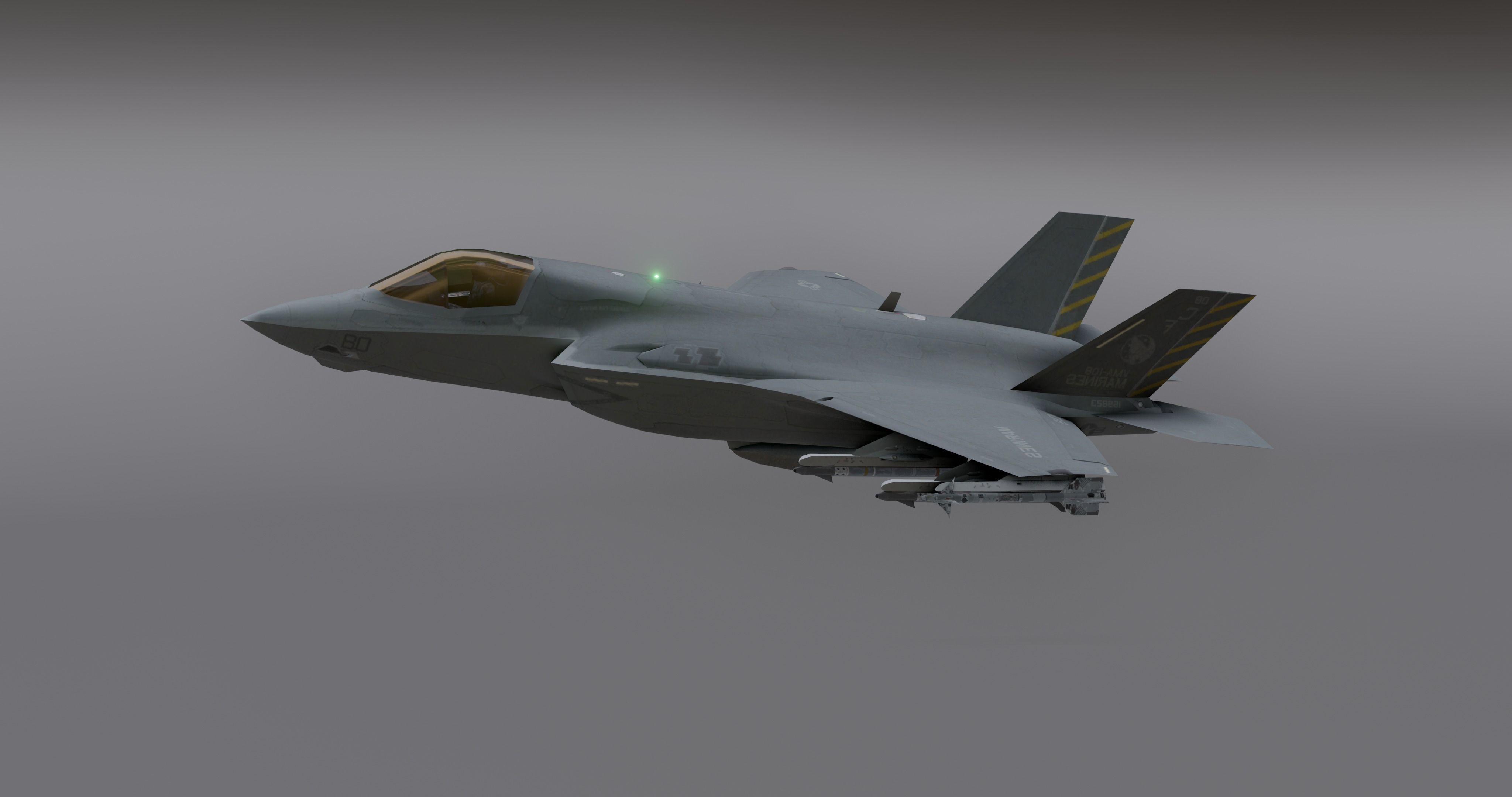 F35 -Bomber Fighter Jet Low-poly 3D model_12