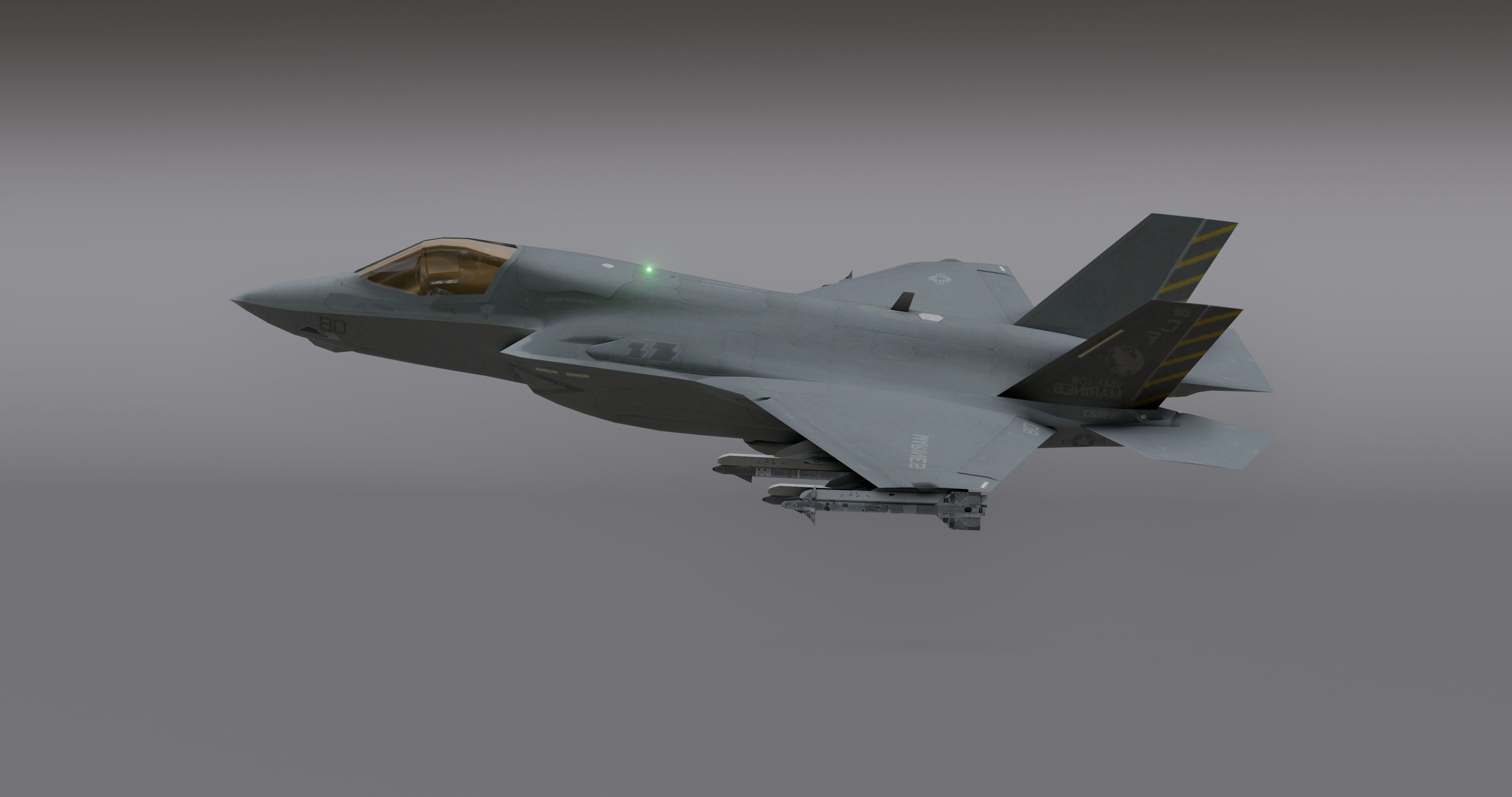 F35 -Bomber Fighter Jet Low-poly 3D model_11