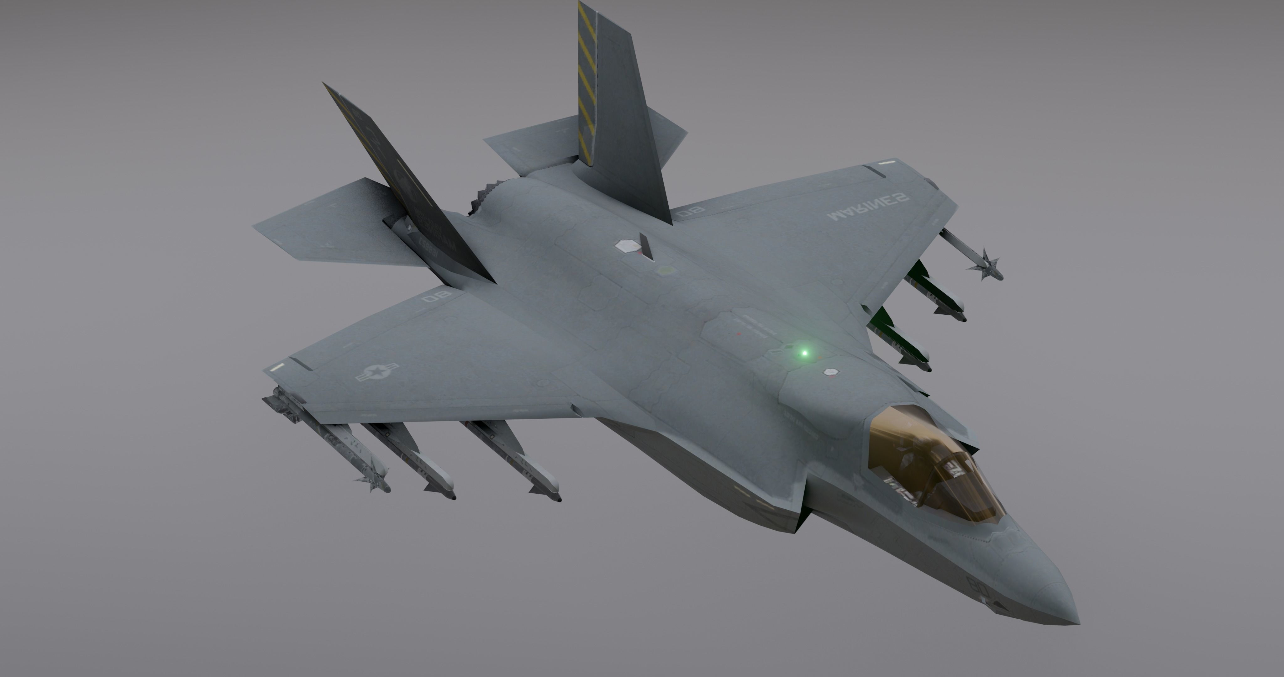 F35 -Bomber Fighter Jet Low-poly 3D model_19
